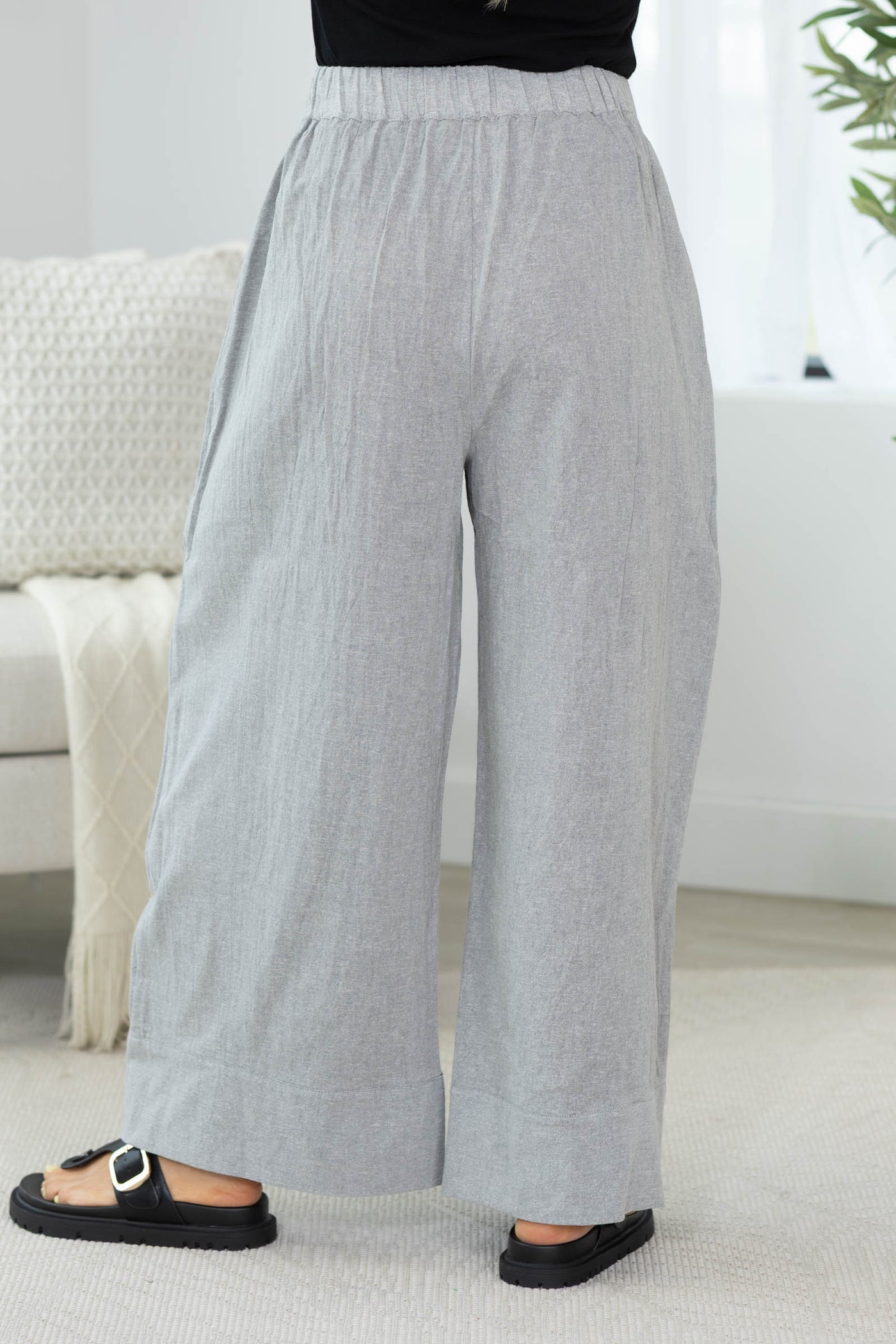 Cotierra Grey Lightweight Elastic Waist Pants
