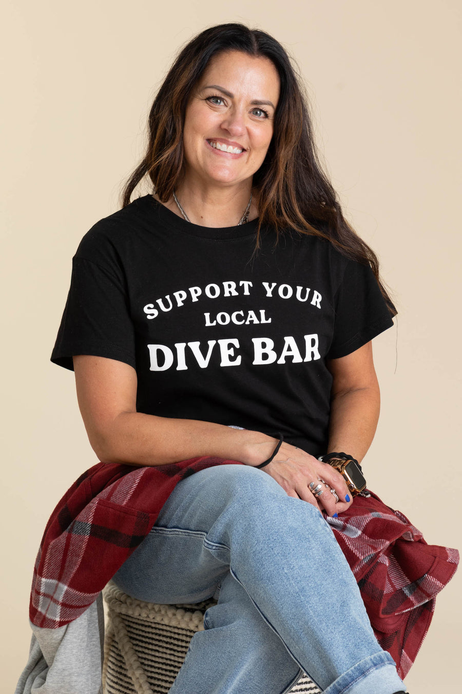 Black Support Your Local Dive Bar Knit Tee