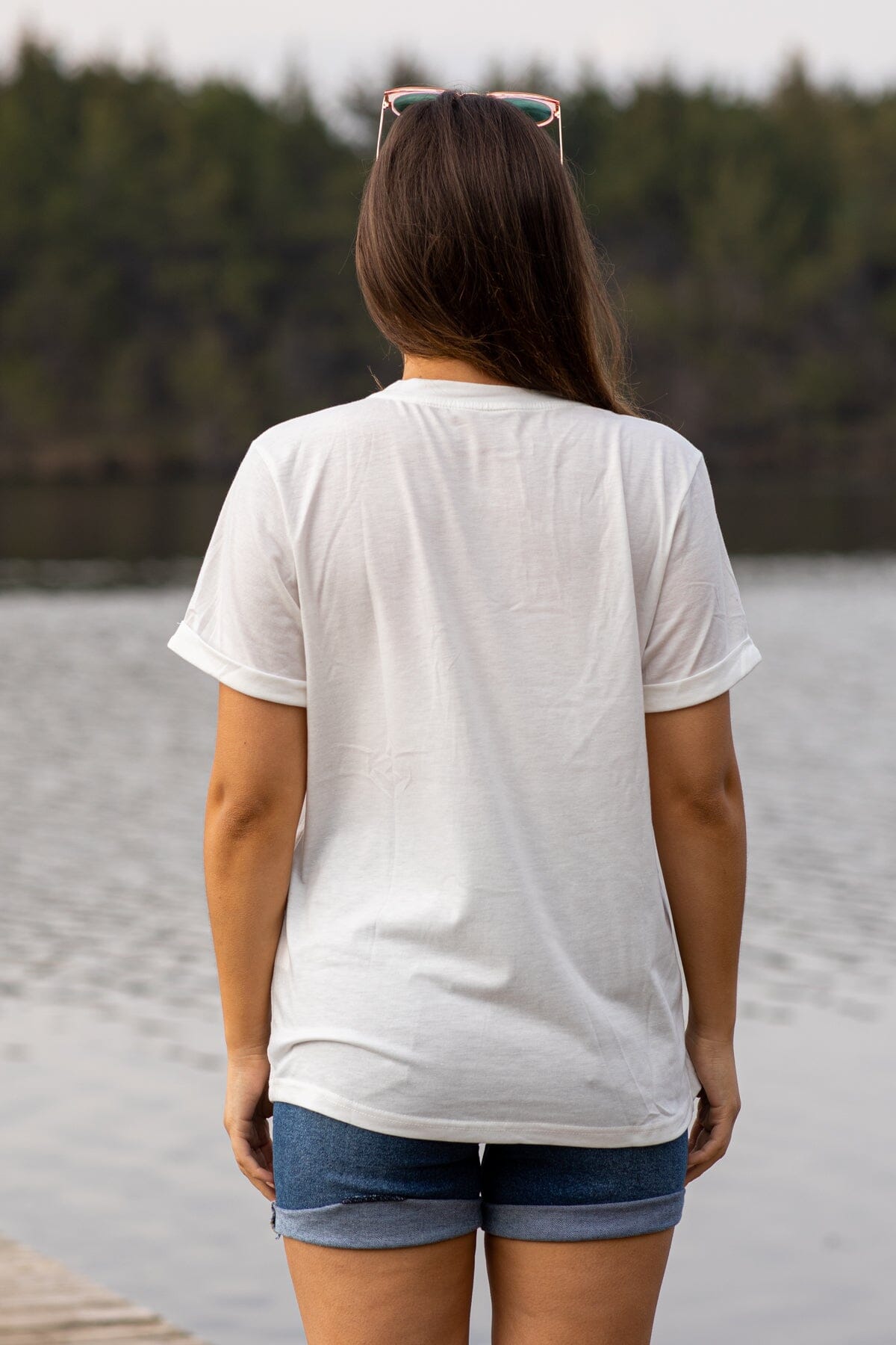 White Lazy Lake Day Graphic Tee - Filly Flair