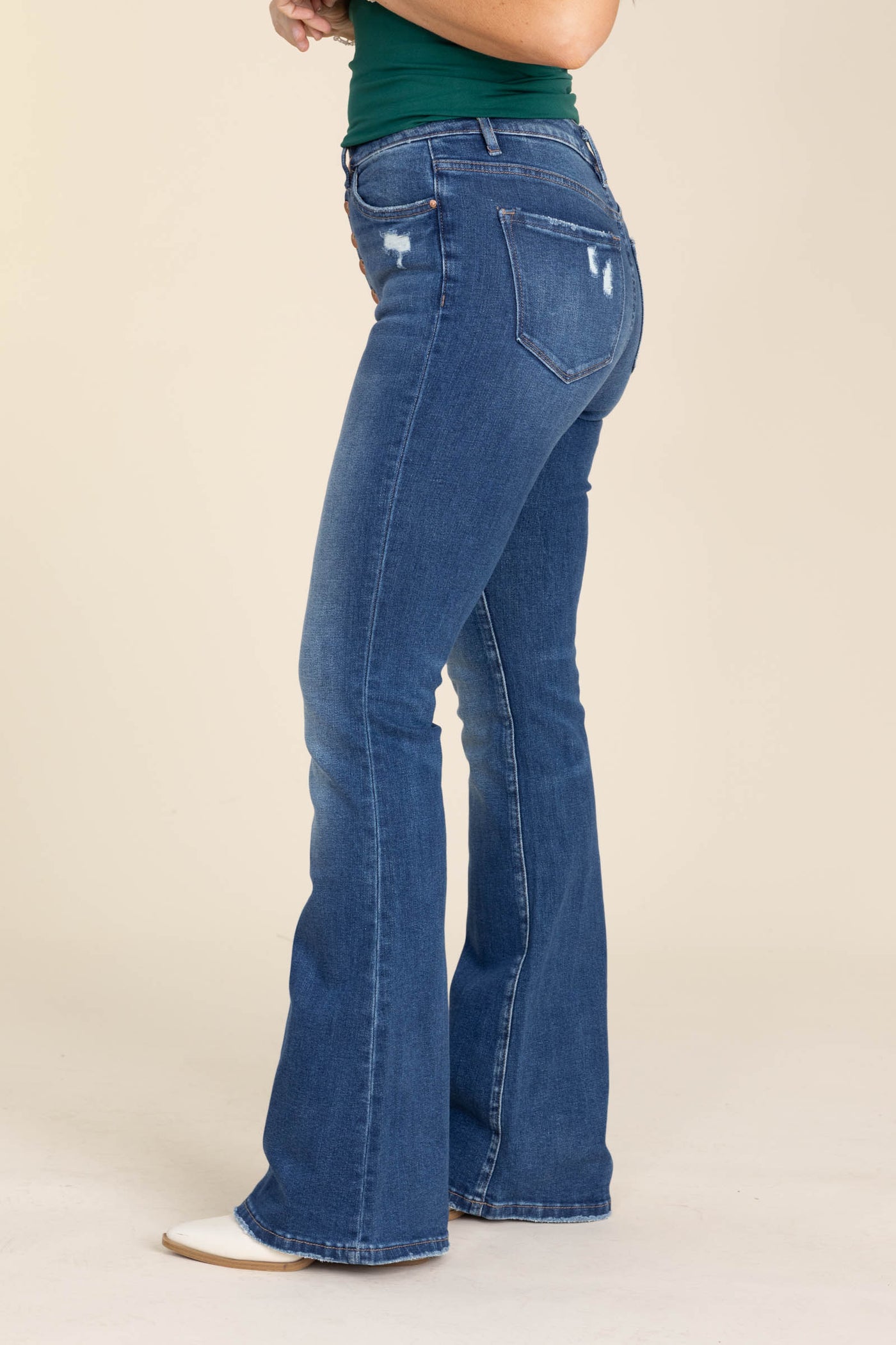Mica High Rise Flare Jeans With Button Fly