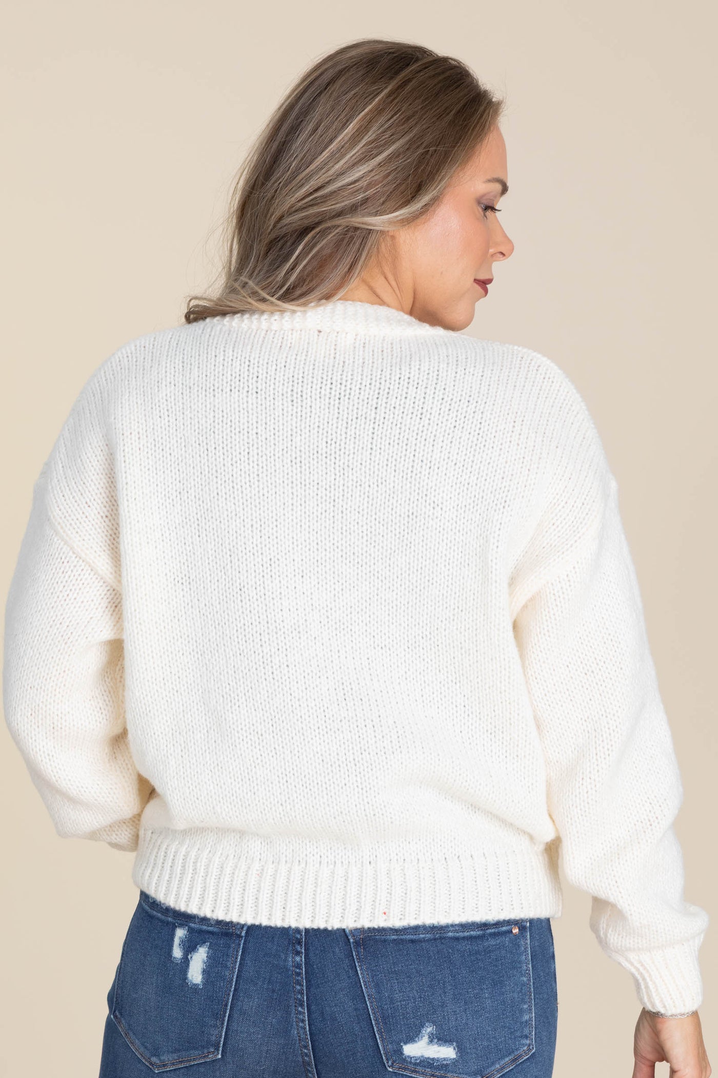 Ivory Christmas Patches Cardigan