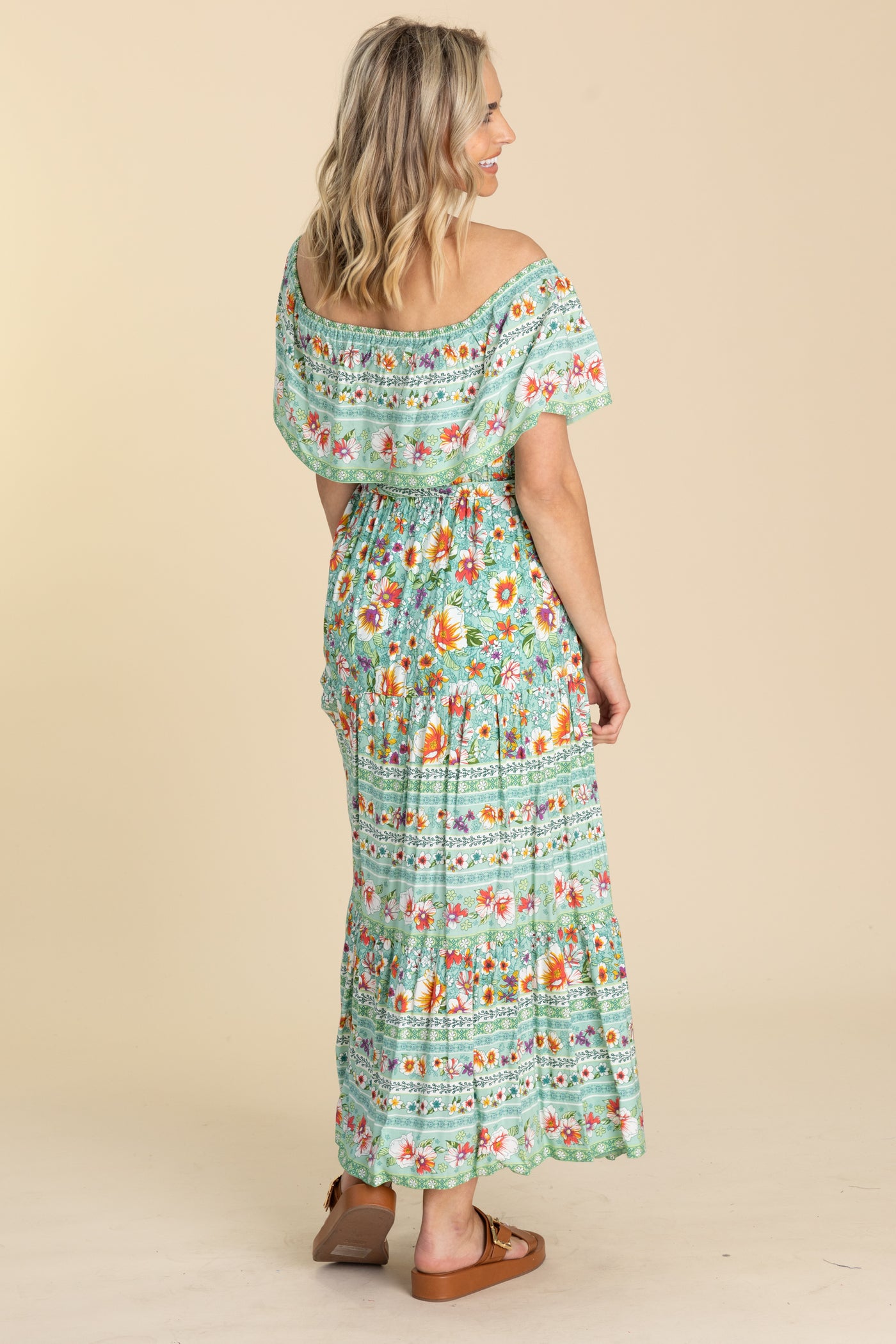 Mint Boho Off The Shoulder Maxi Dress Mint Boho Off The Shoulder Maxi Dress