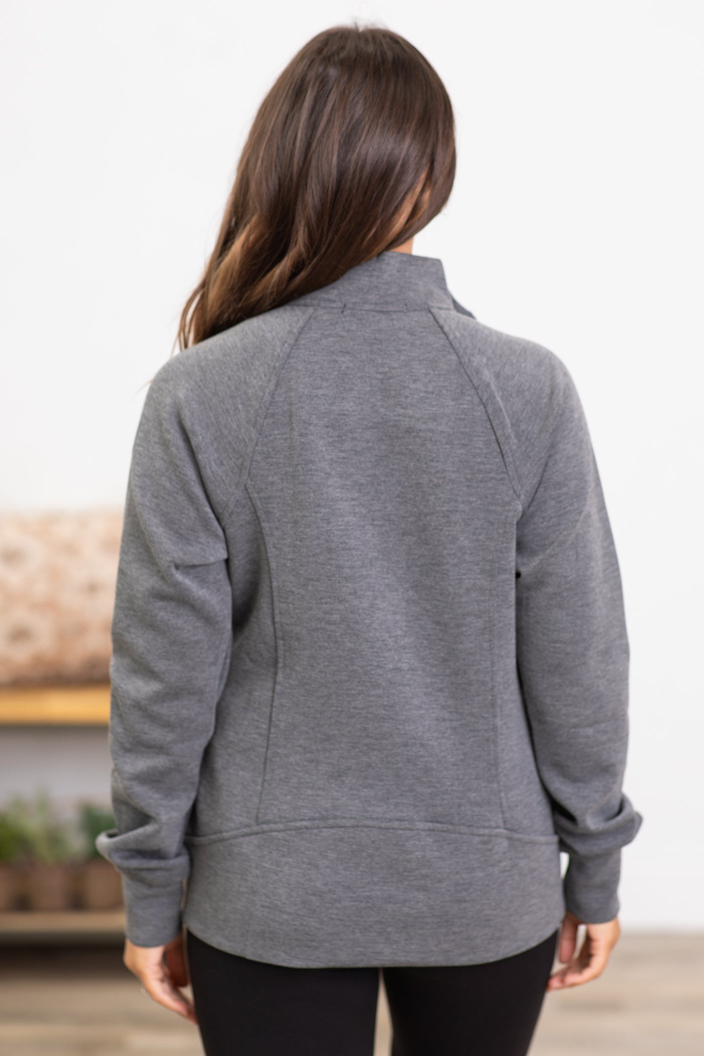 Graphite Ponte Super Soft Full Zip Jacket