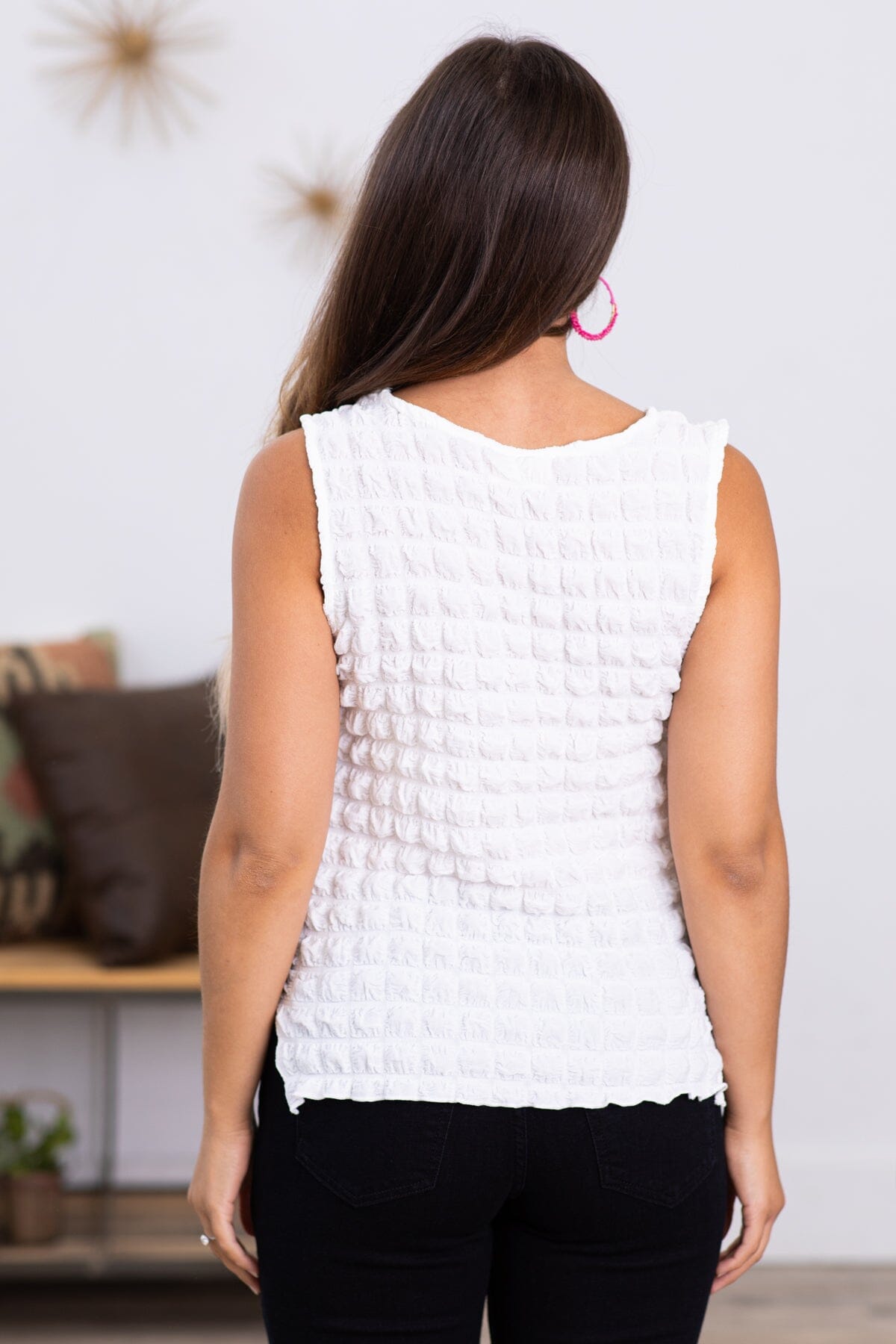 Off White Textured Knit Tank - Filly Flair