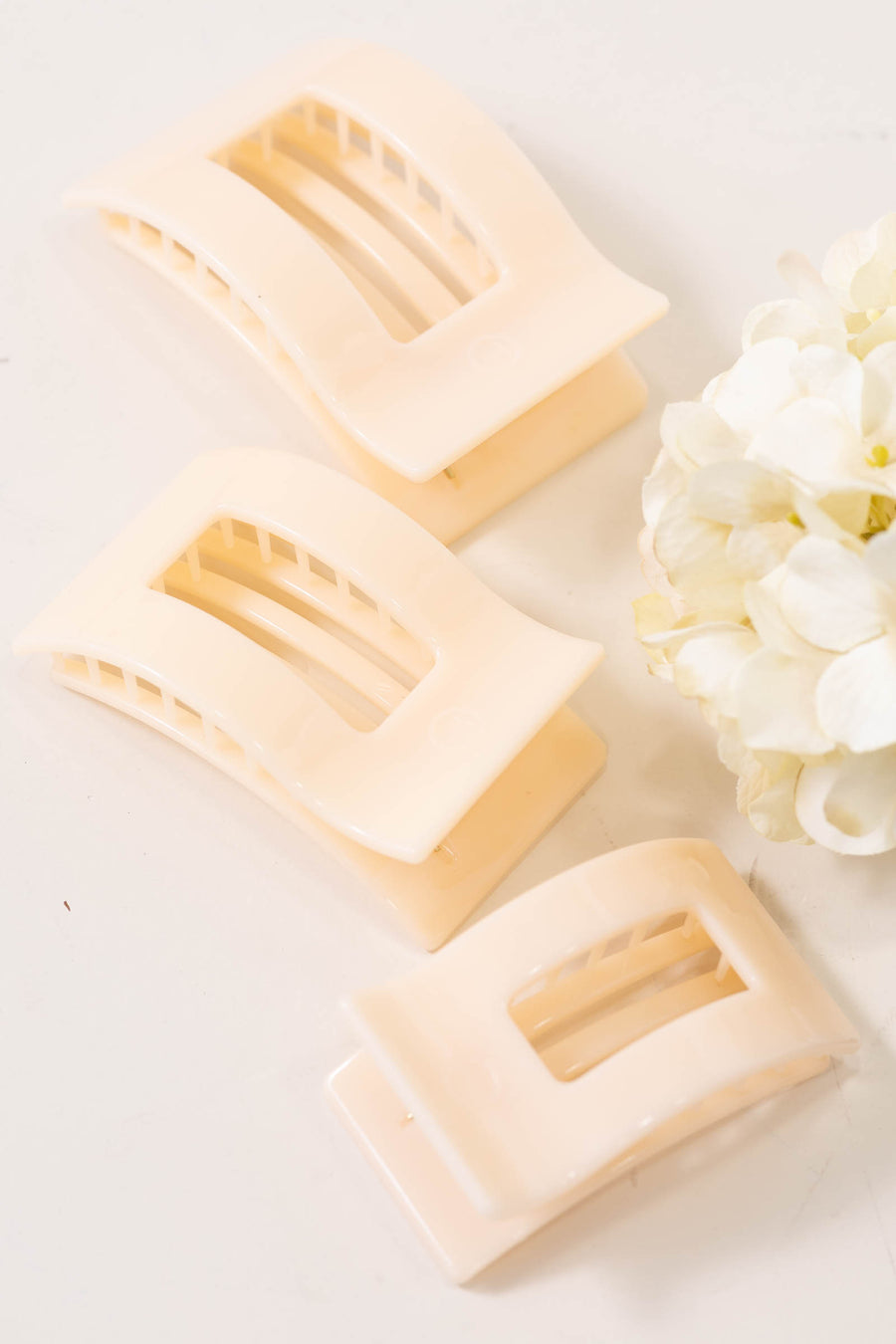 Almond Beige Flat Rectangle Hair Clip