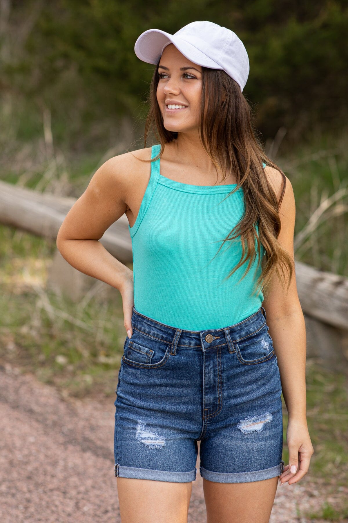 Mint Ribbed Fitted Tank - Filly Flair