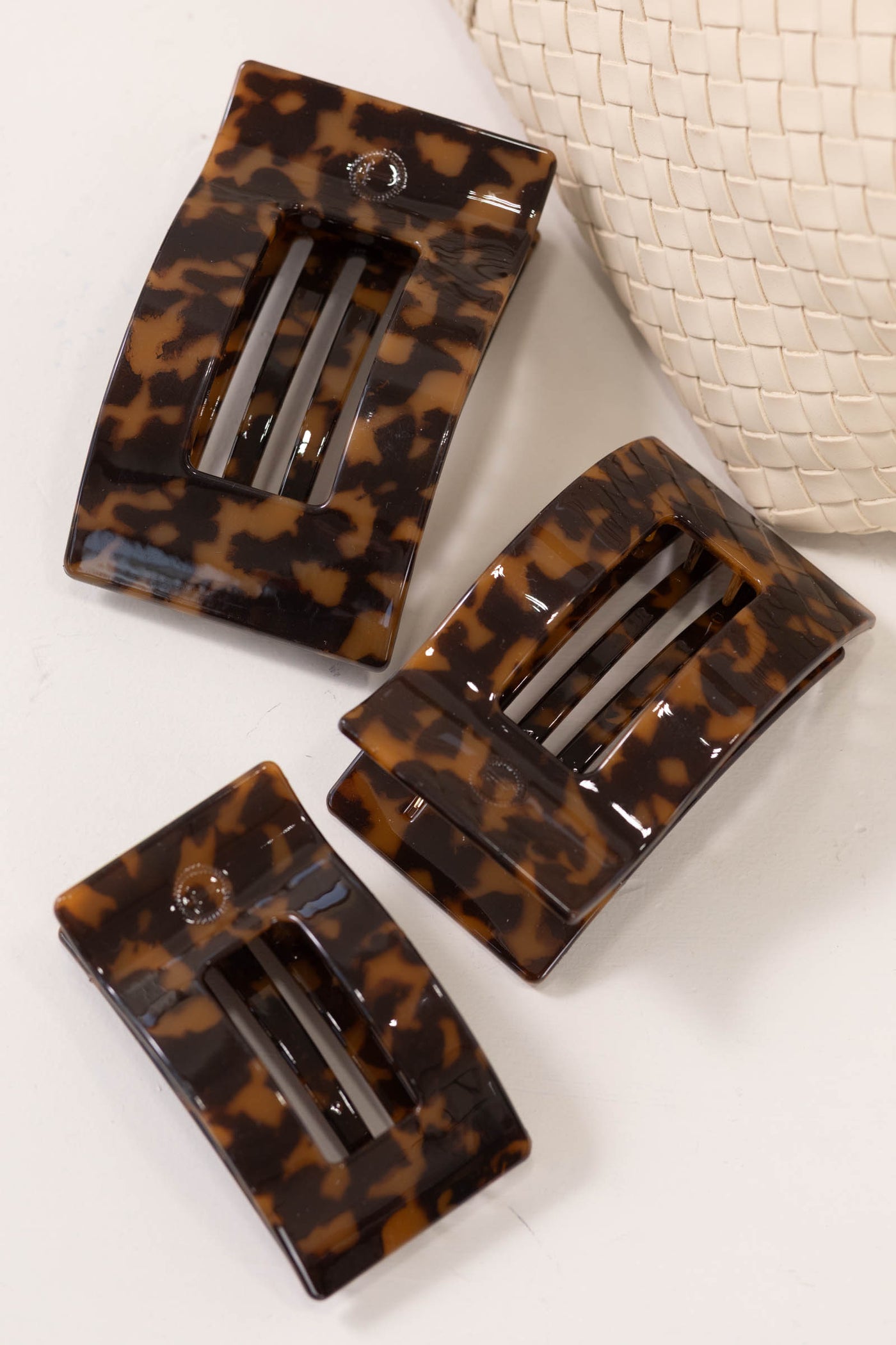Tortoise Flat Rectangle Hair Clip