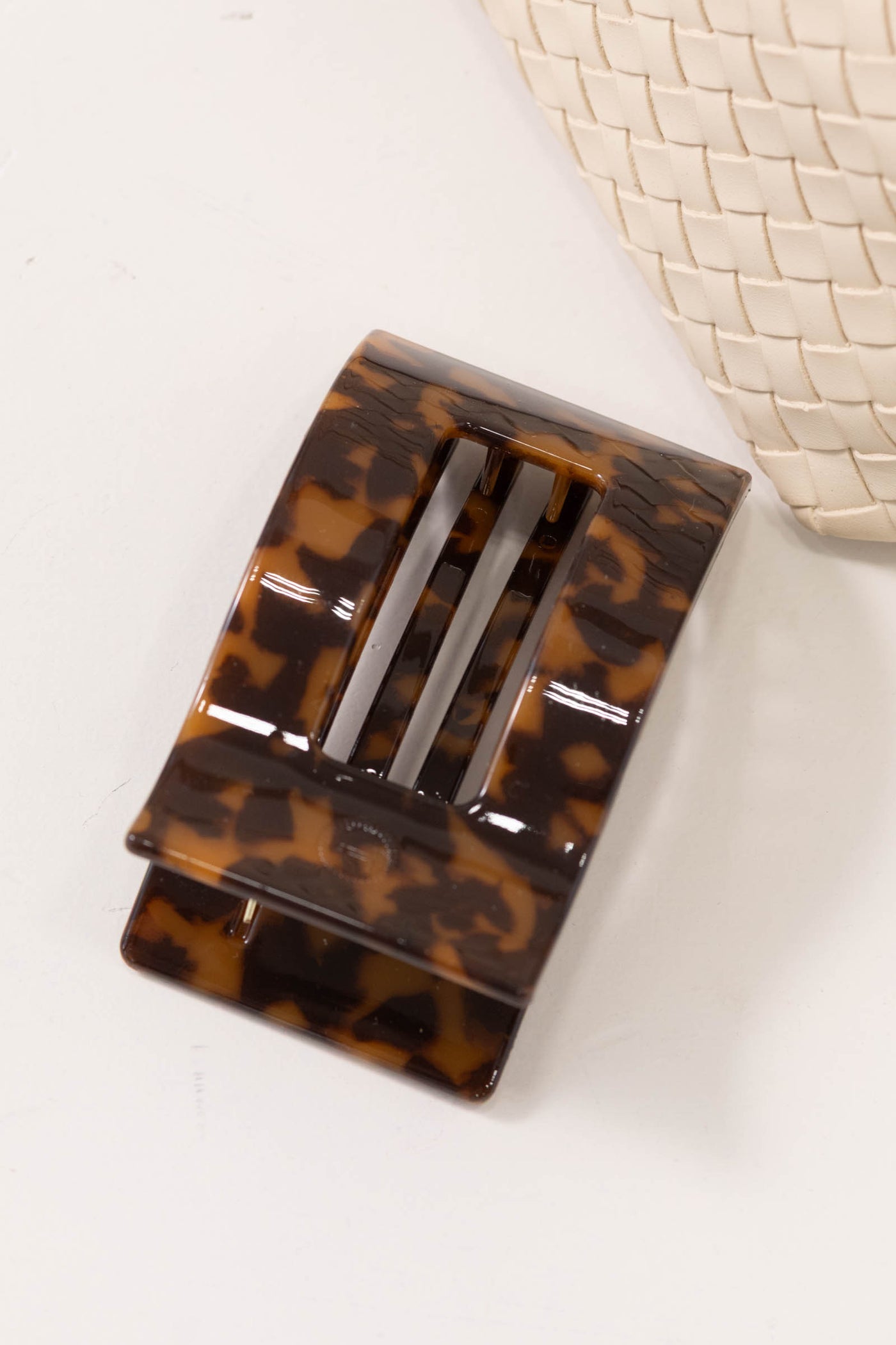 Tortoise Flat Rectangle Hair Clip