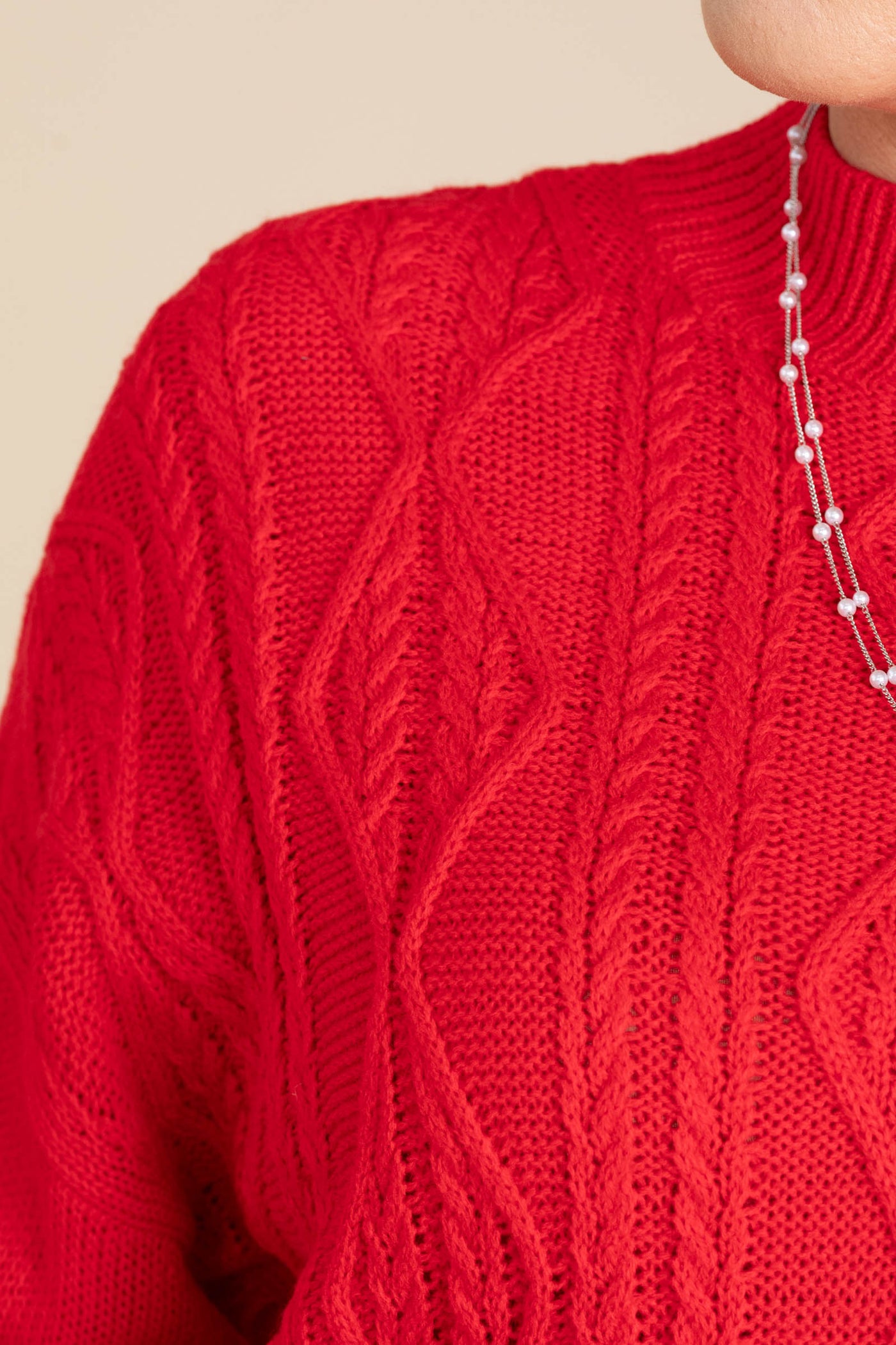 Mock Neck Textured Bodice Sweaters