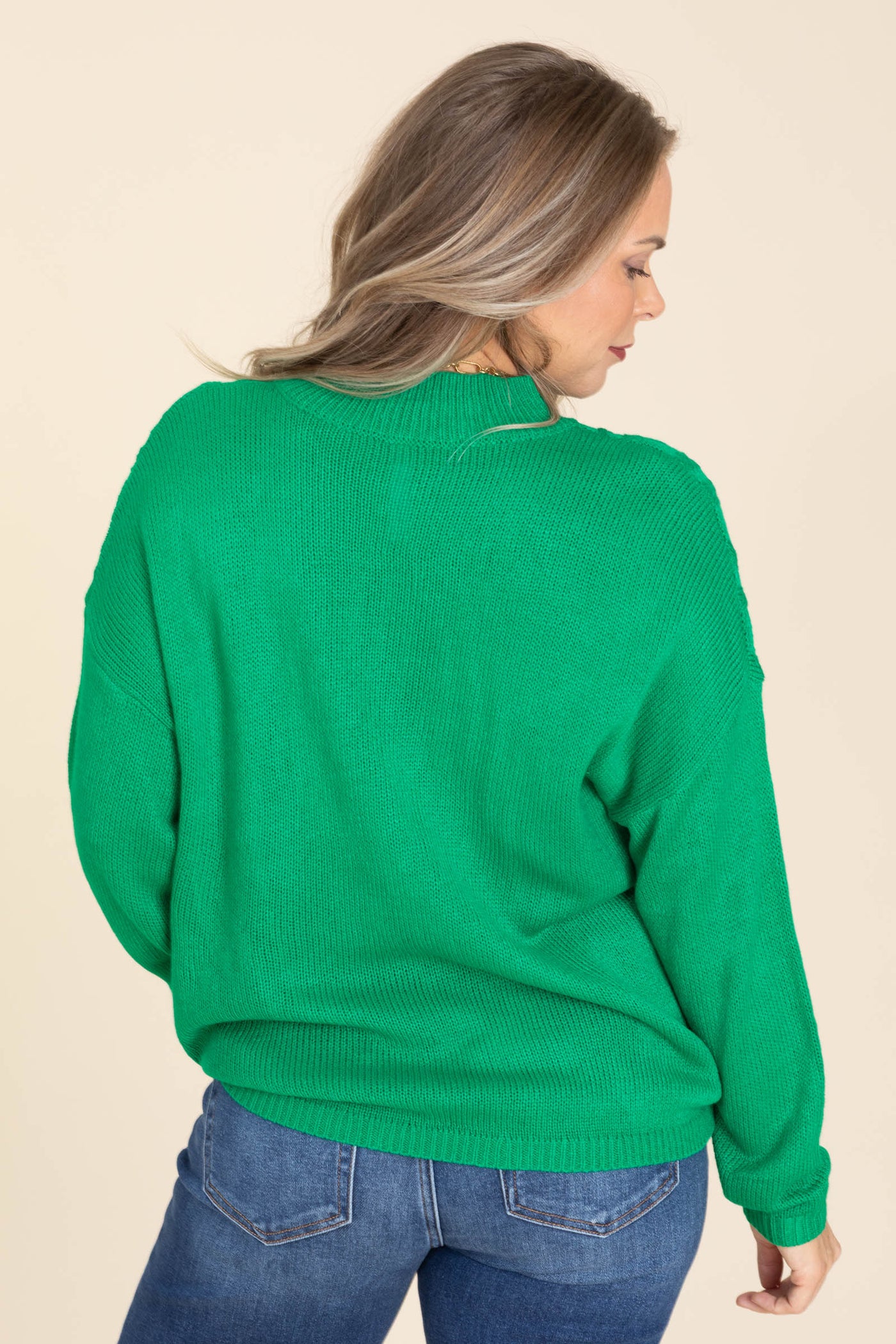 Mock Neck Textured Bodice Sweaters