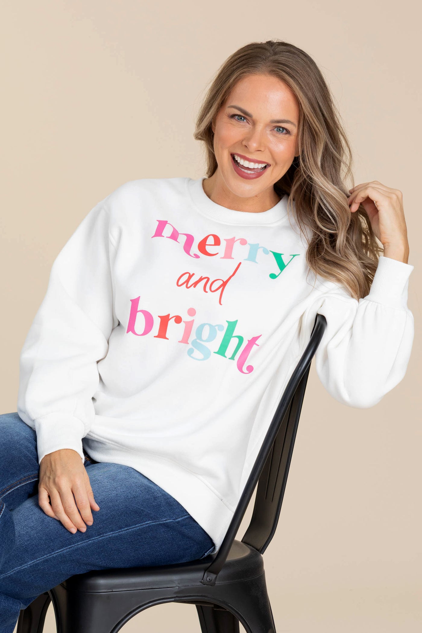 White Merry And Bright Sweatshirt