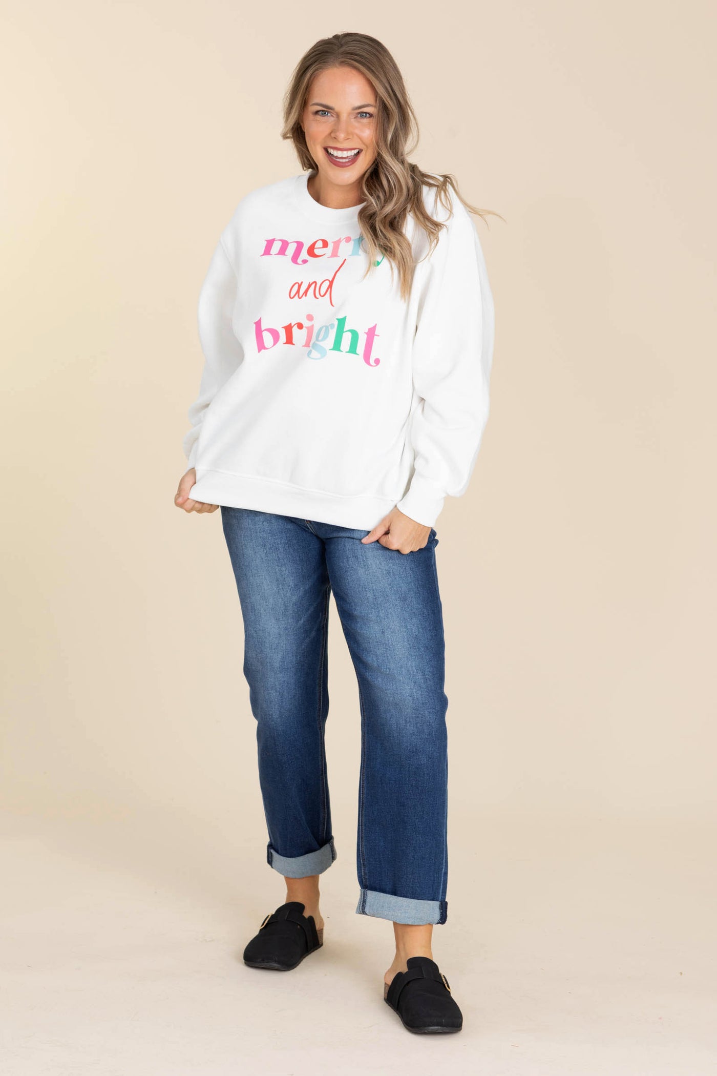 White Merry And Bright Sweatshirt