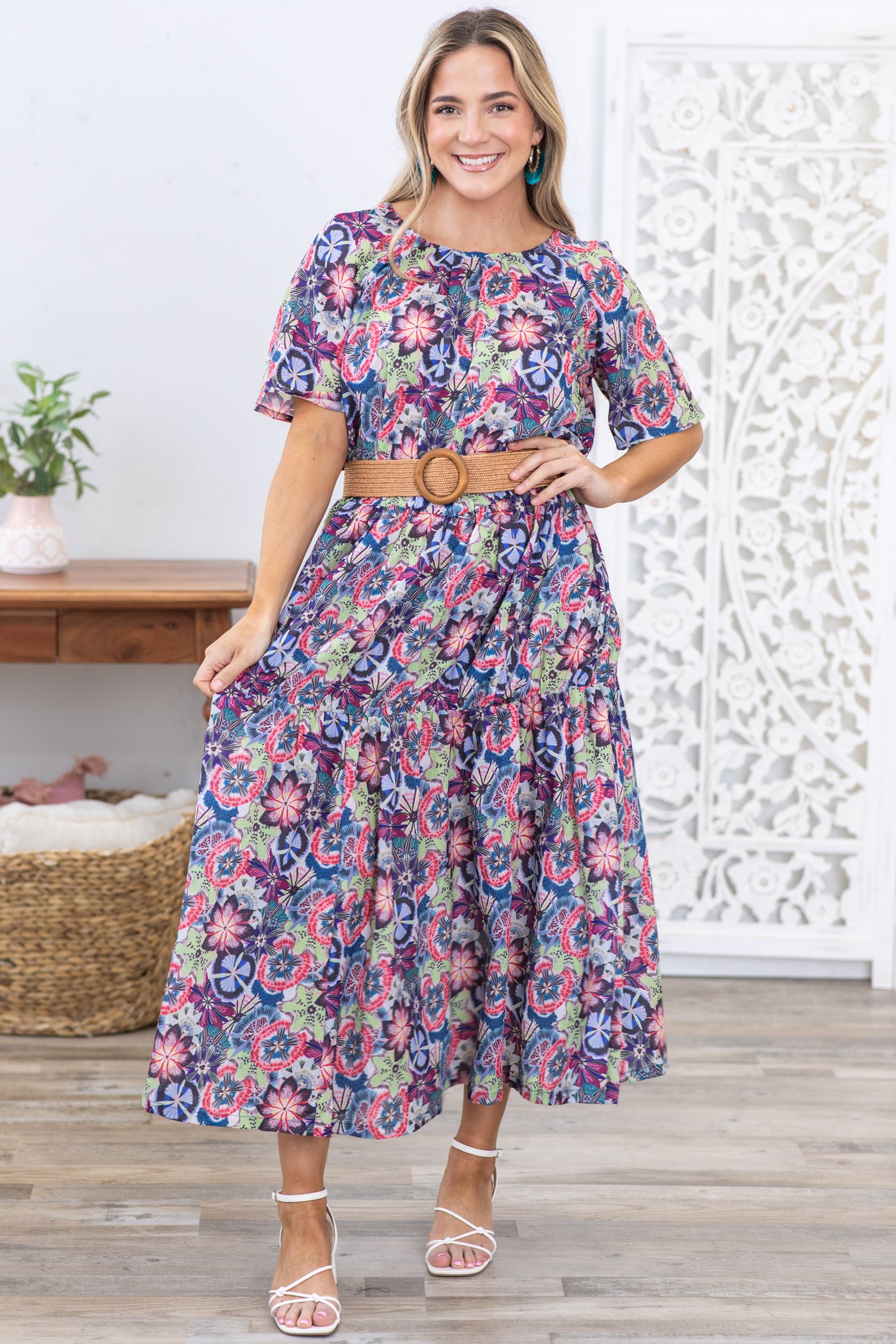 Green Floral Print Cotton Maxi Dress Green Floral Print Cotton Maxi Dress