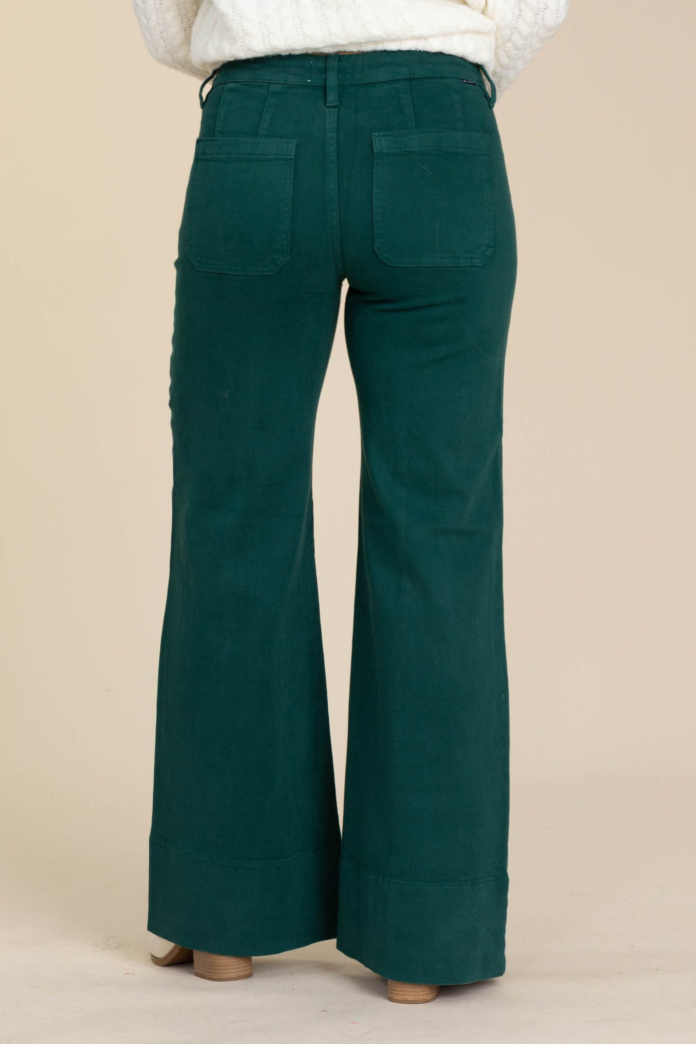 Risen Hunter Green Tummy Control Wide Hem Pant