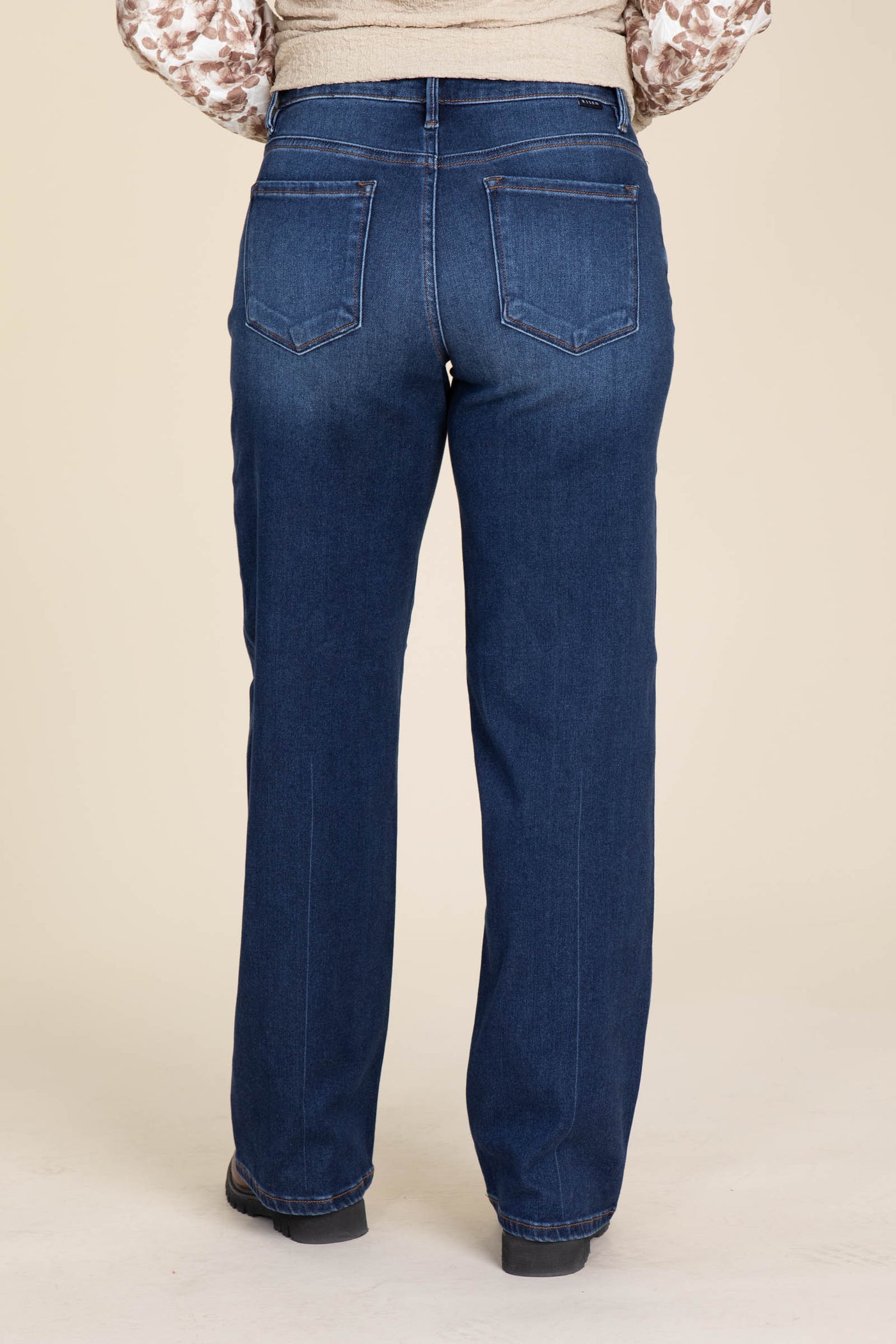 Risen Dark Wash Mid Rise Wide Baggy Jeans