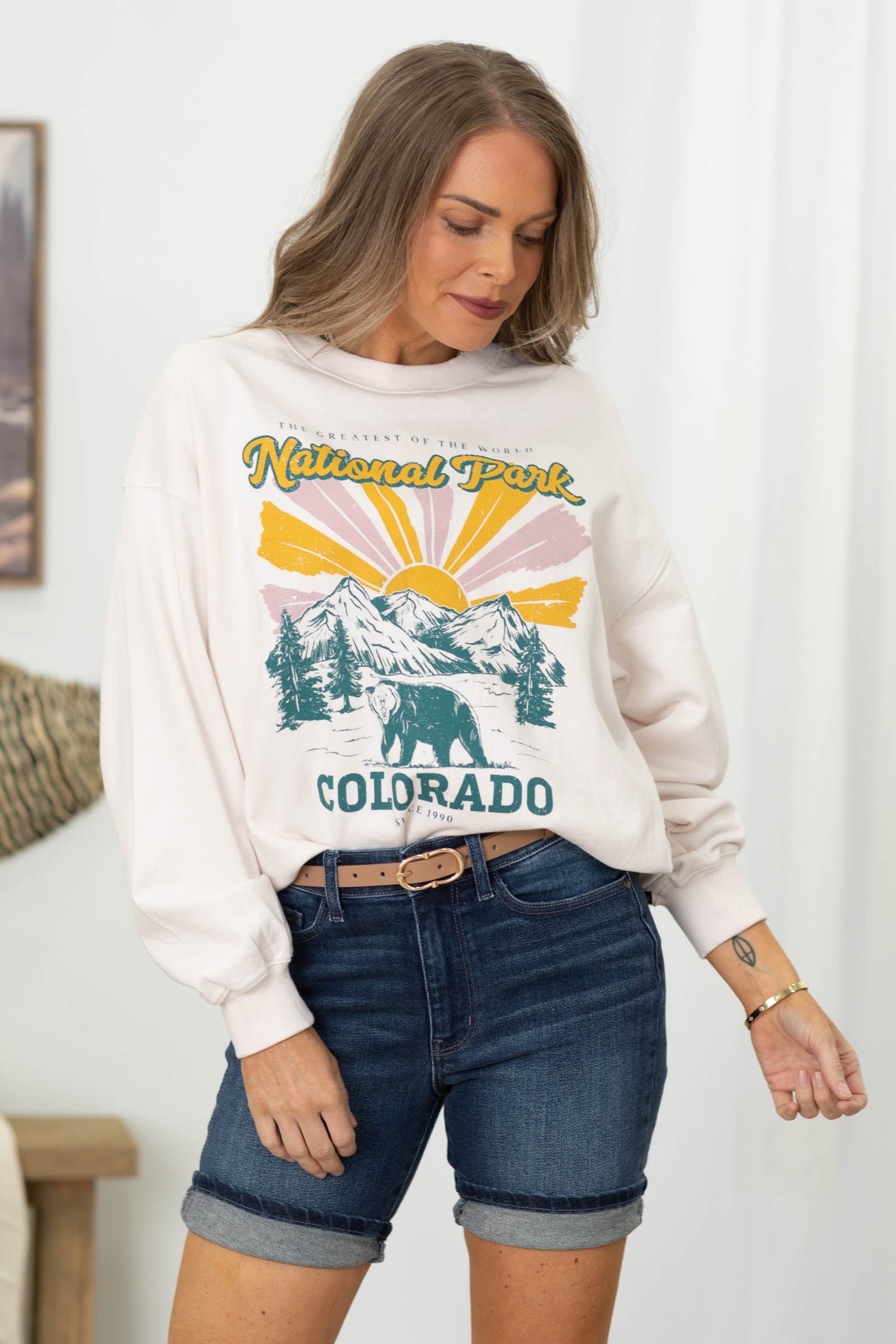 Light Pink National Park Colorado Sweatshirt- 100% Cotton