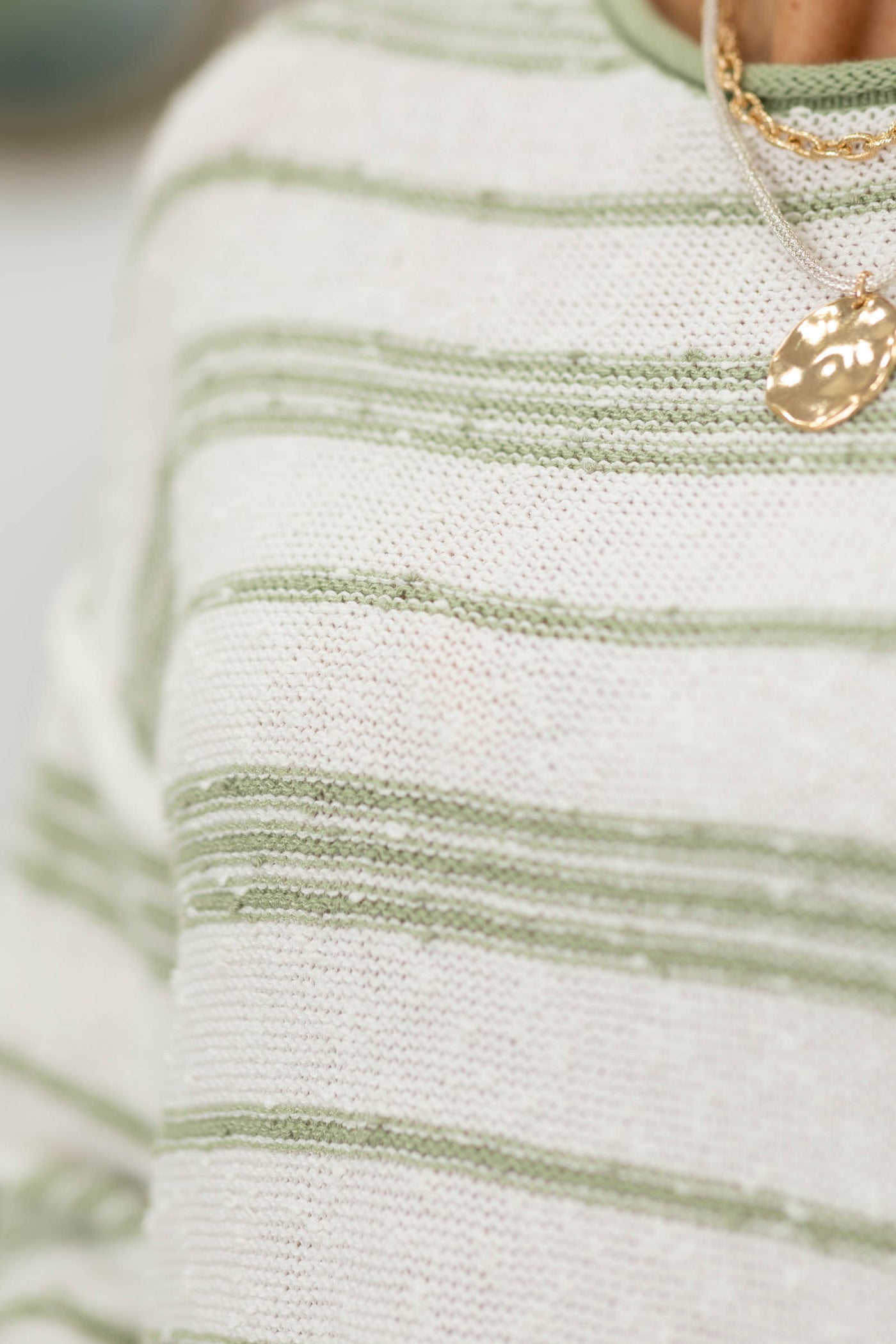 Sage Textured Stripe Lightweight Sweater