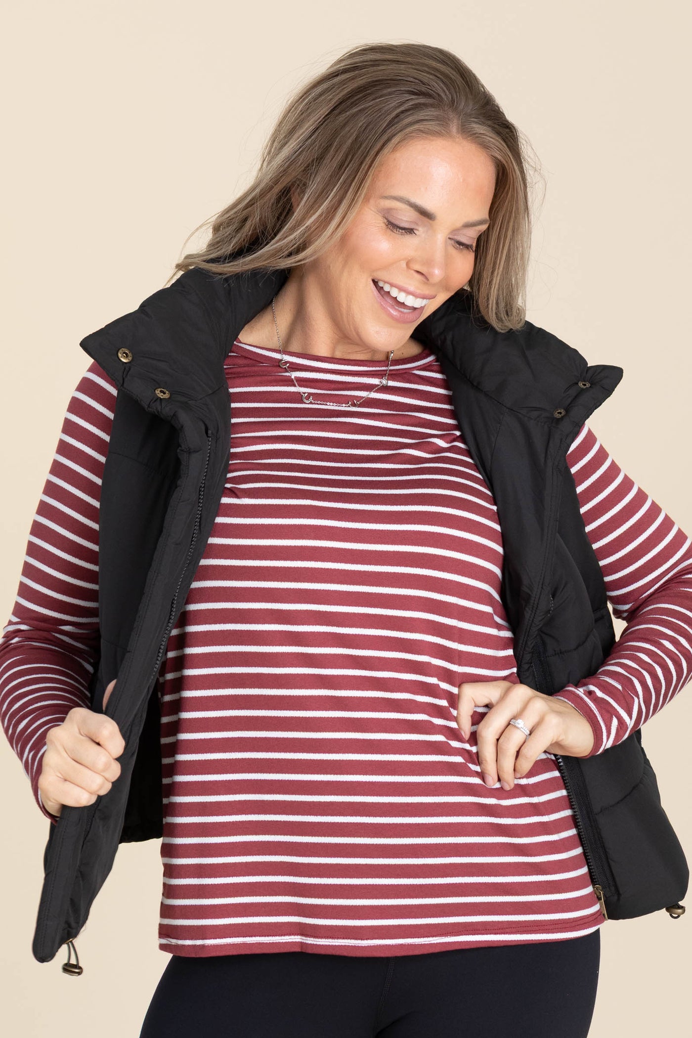 Striped Long Sleeve Knit Tops