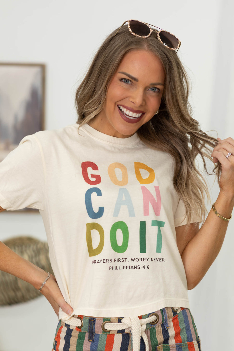 God Can Do It Crop Tee- 100% Cotton