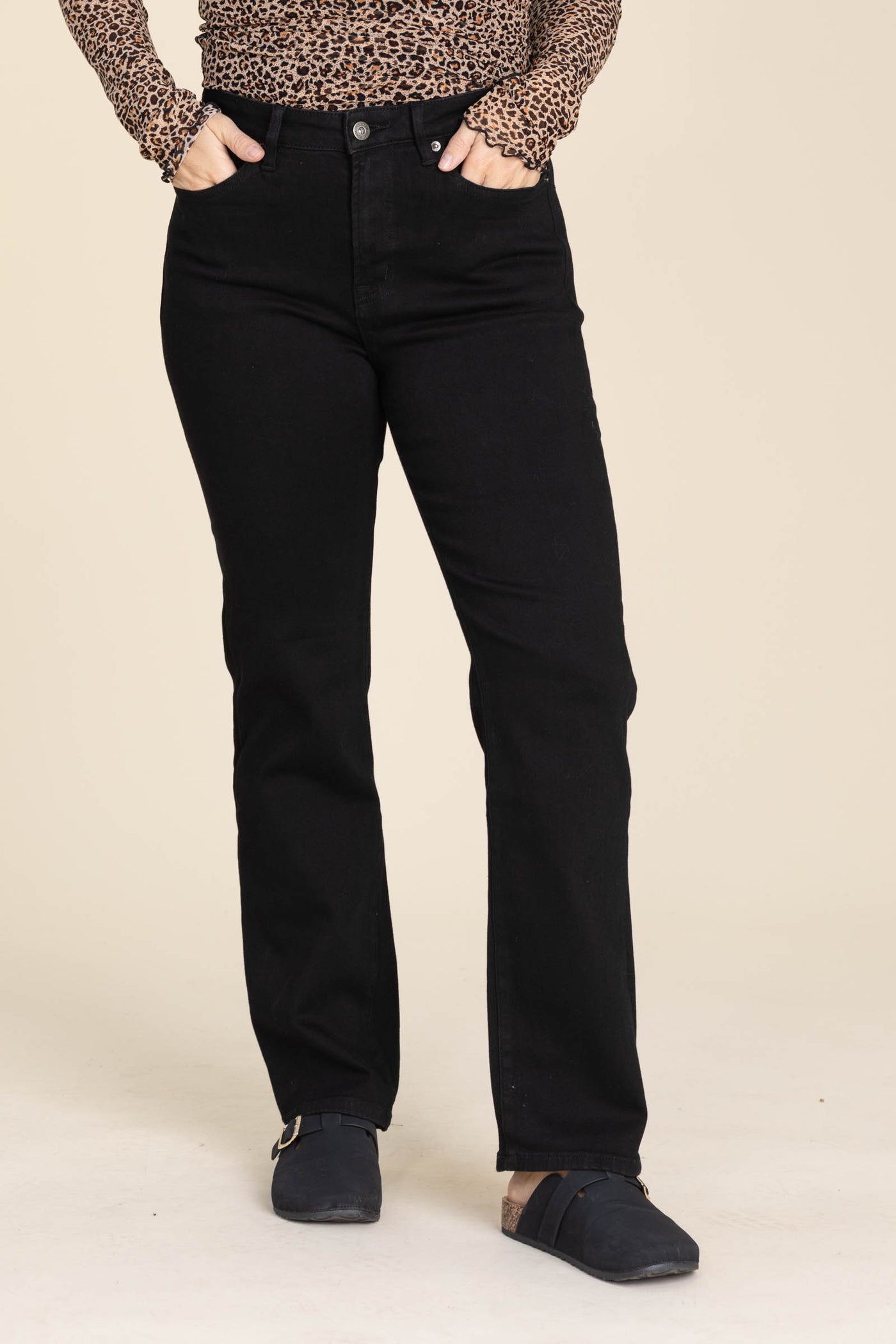 Mica Black High Rise Straight Leg Jeans