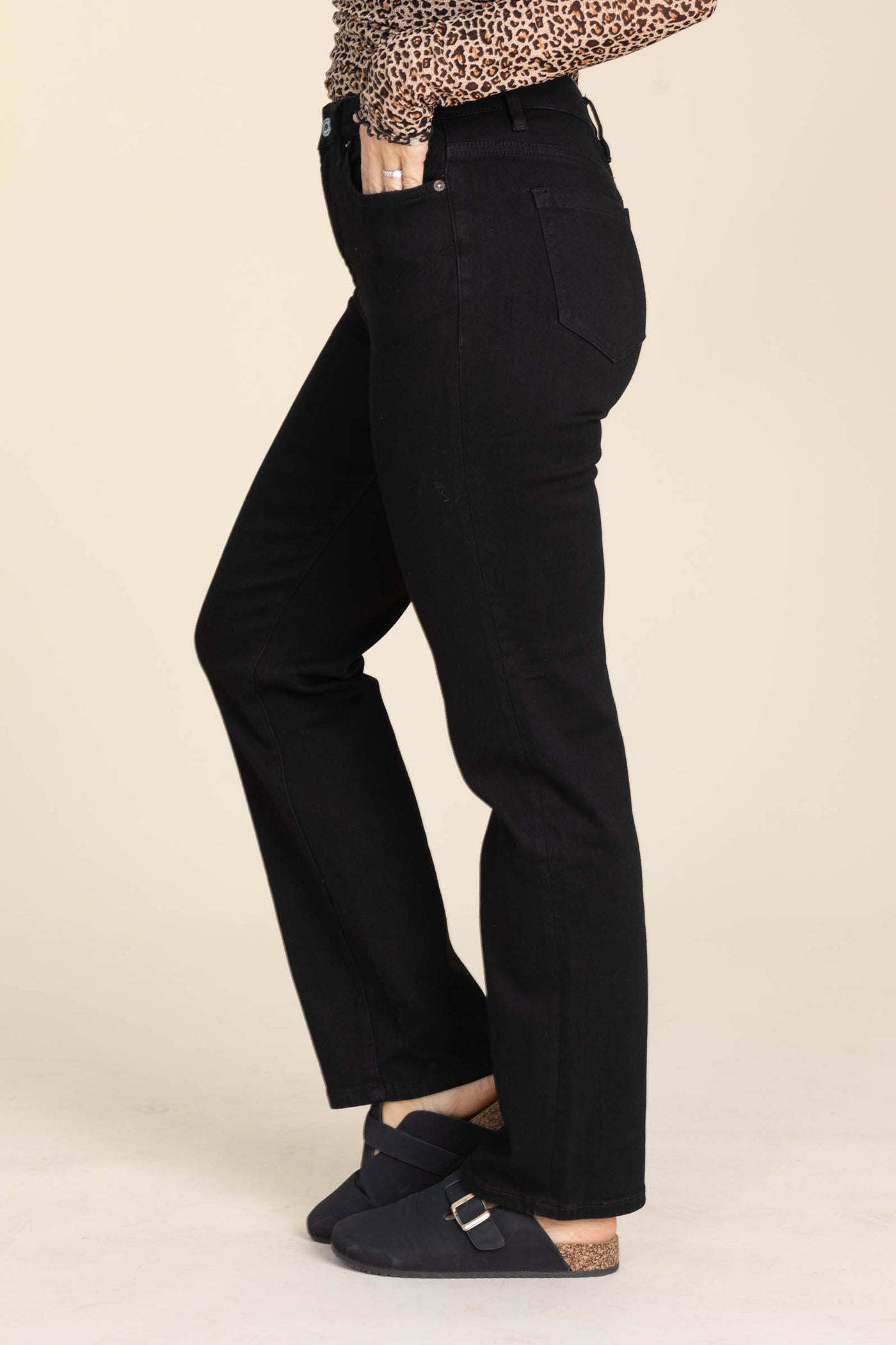 Mica Black High Rise Straight Leg Jeans