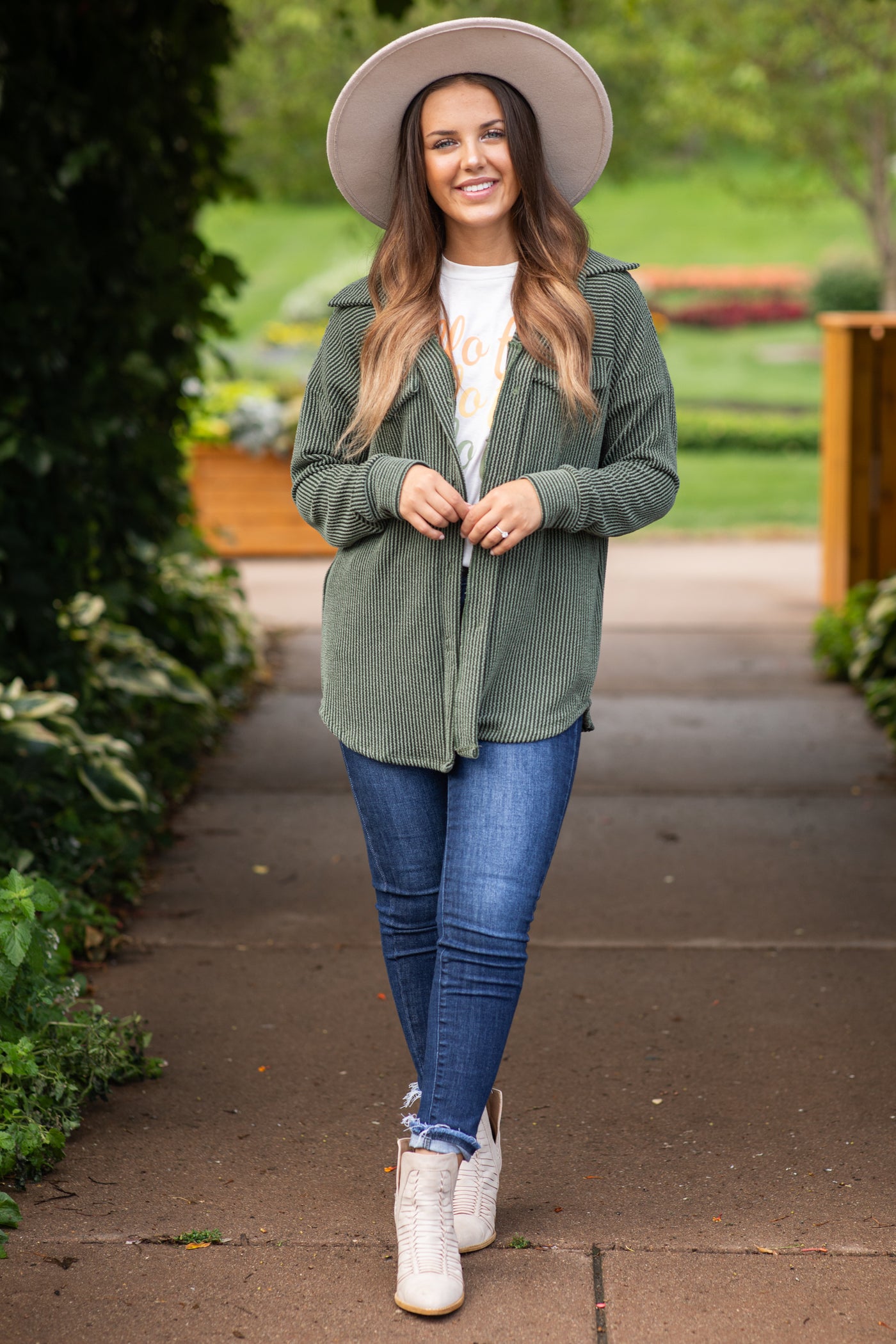 Olive Rib Knit Shacket · Filly Flair