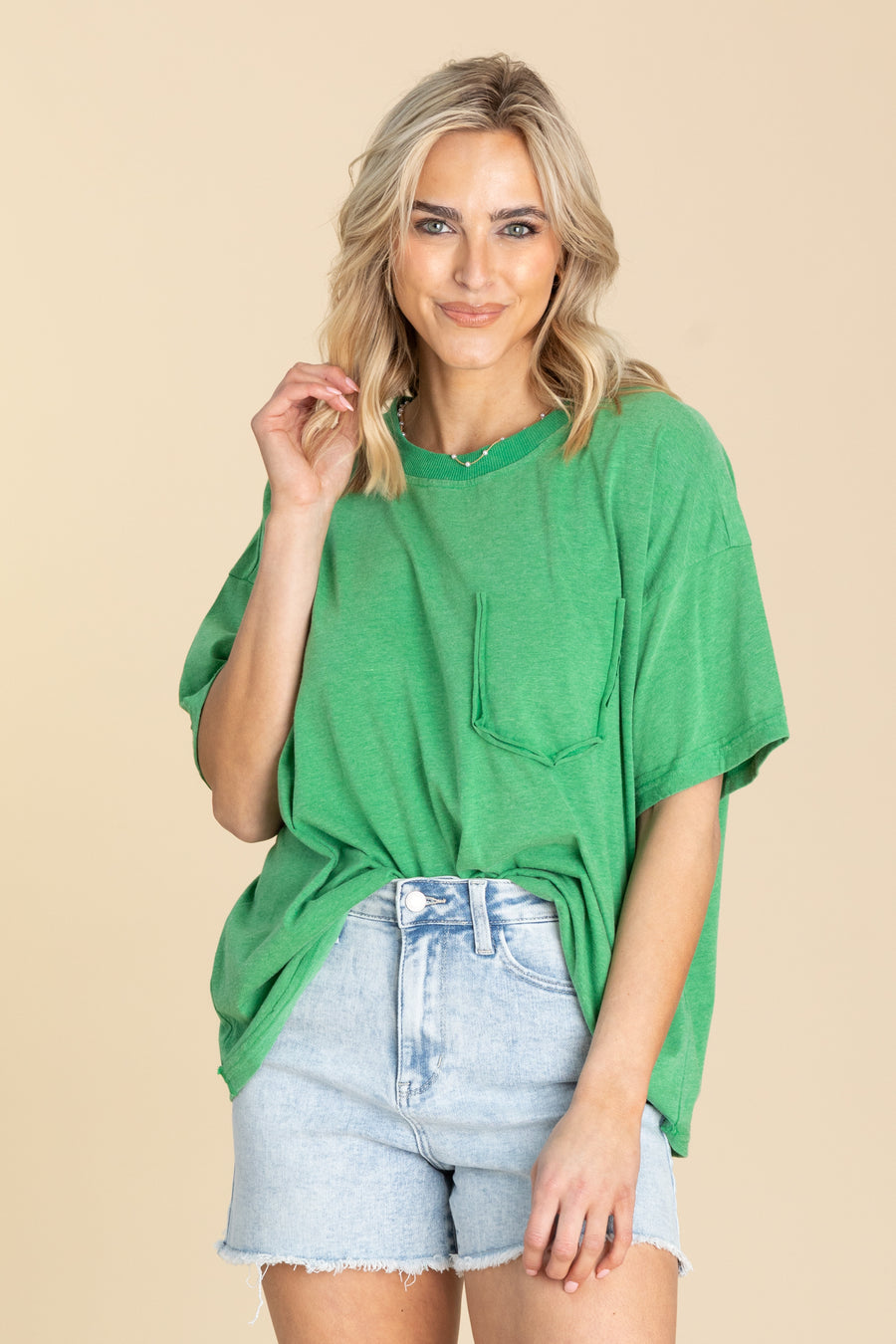 Washed Relaxed Fit Short Sleeve Knit Tops