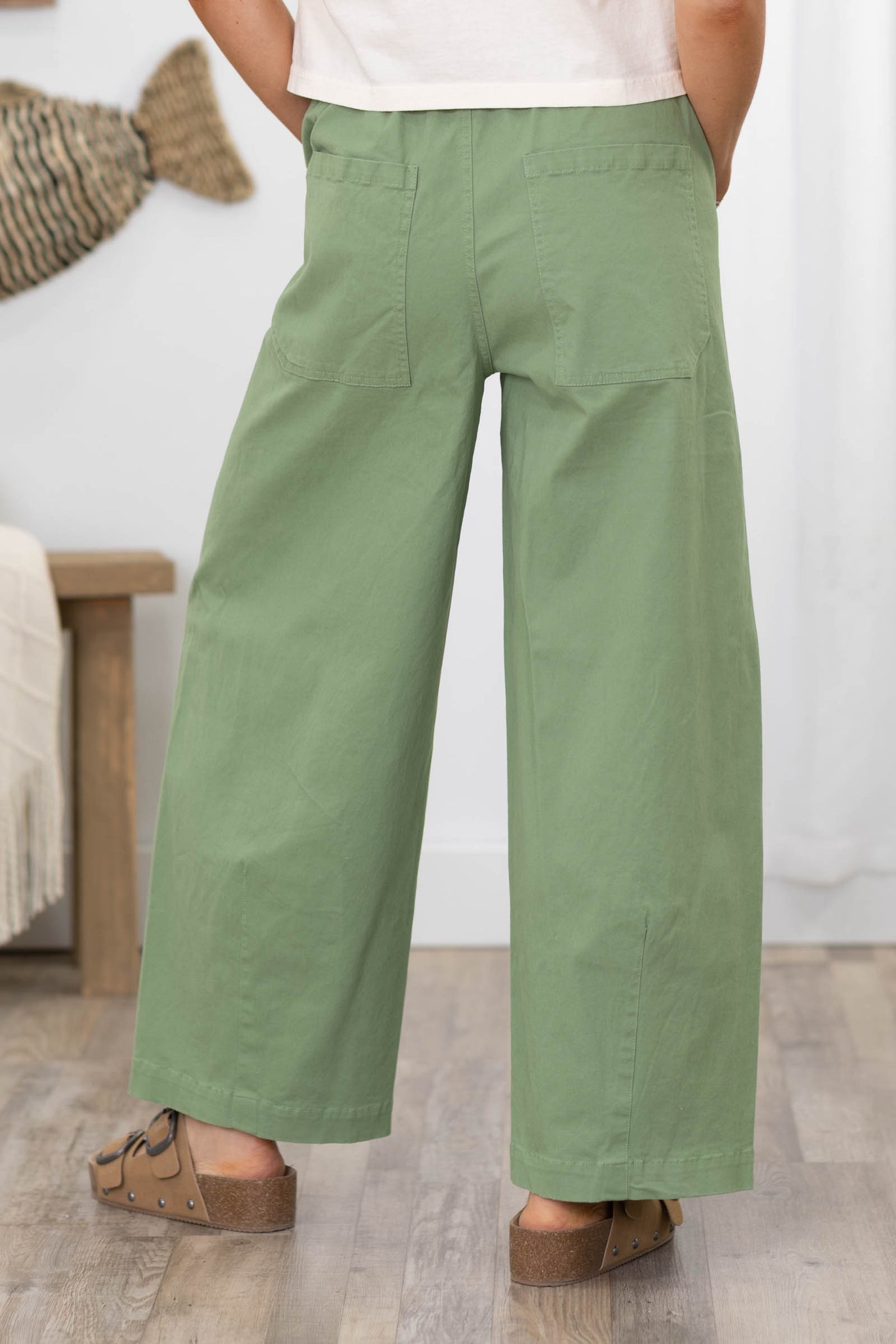 Fern Green Wide Barrel Drawstring Pants
