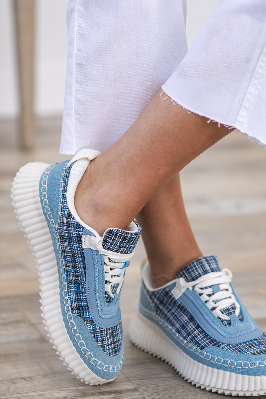 Corkys Adventure Blue Tweed Platform Sneakers