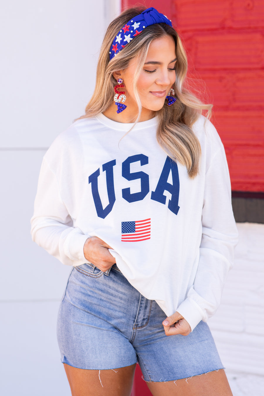 White USA Graphic Sweatshirt