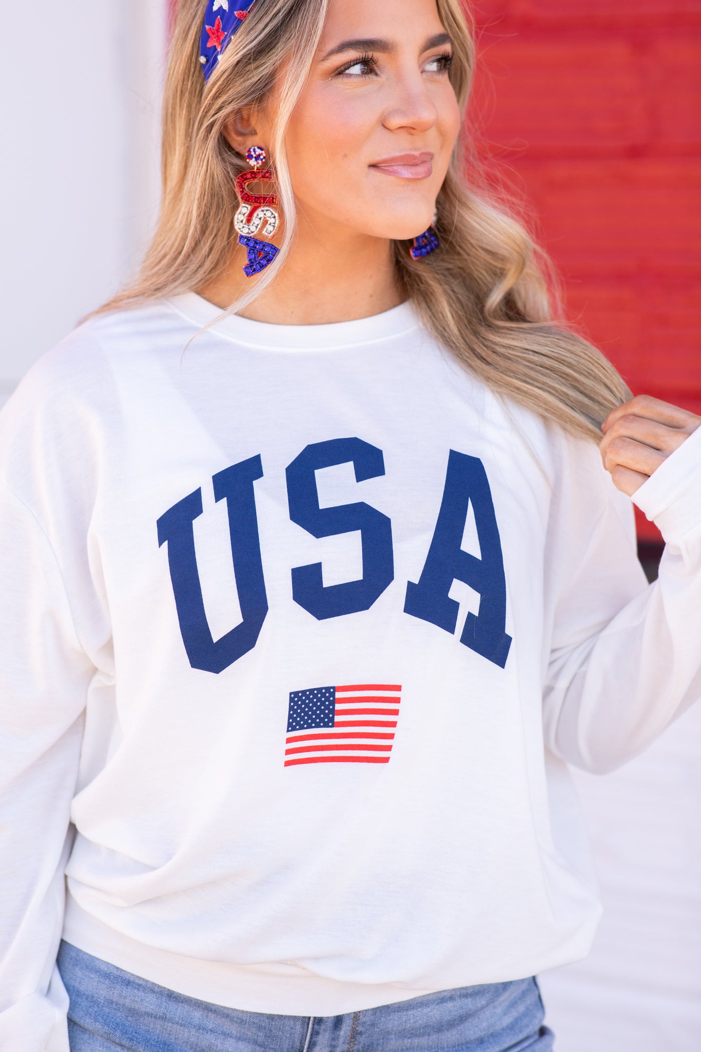 White USA Graphic Sweatshirt