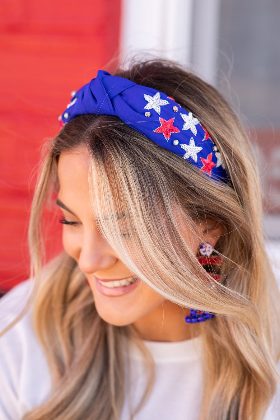 Blue Sequin Stars Headband