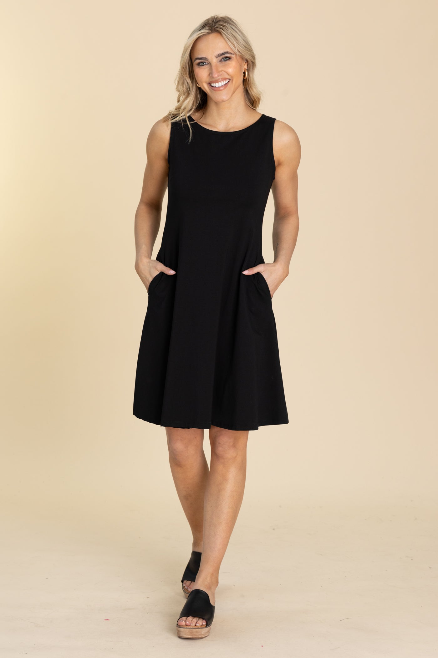 Cotton Blend A-Line Dress With Pockets Filly Flair Cotton Blend A-Line Dress With Pockets Filly Flair