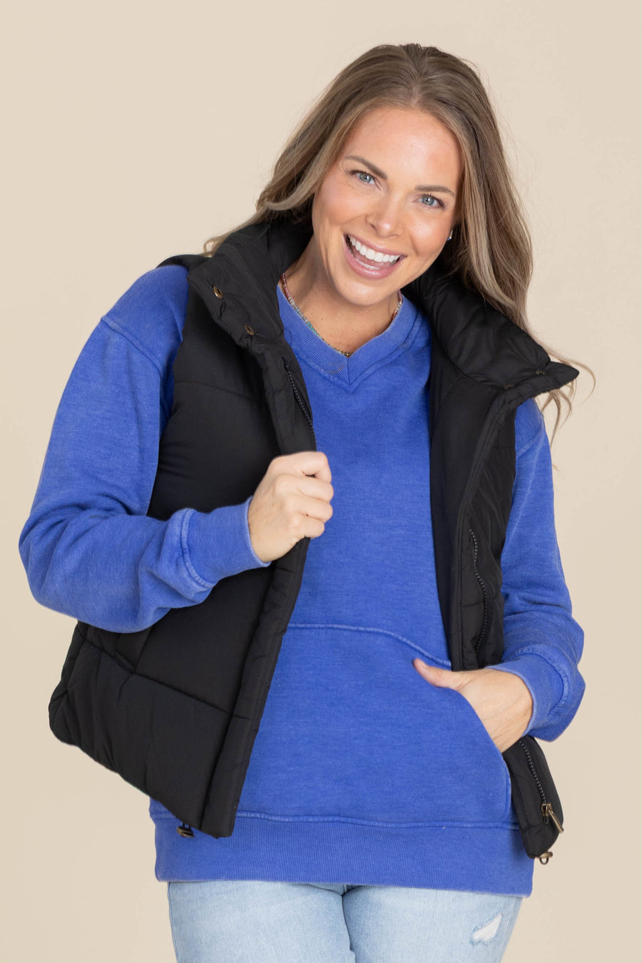 Pigment Dyed Cozy Campfire V-Neck Sweatshirt