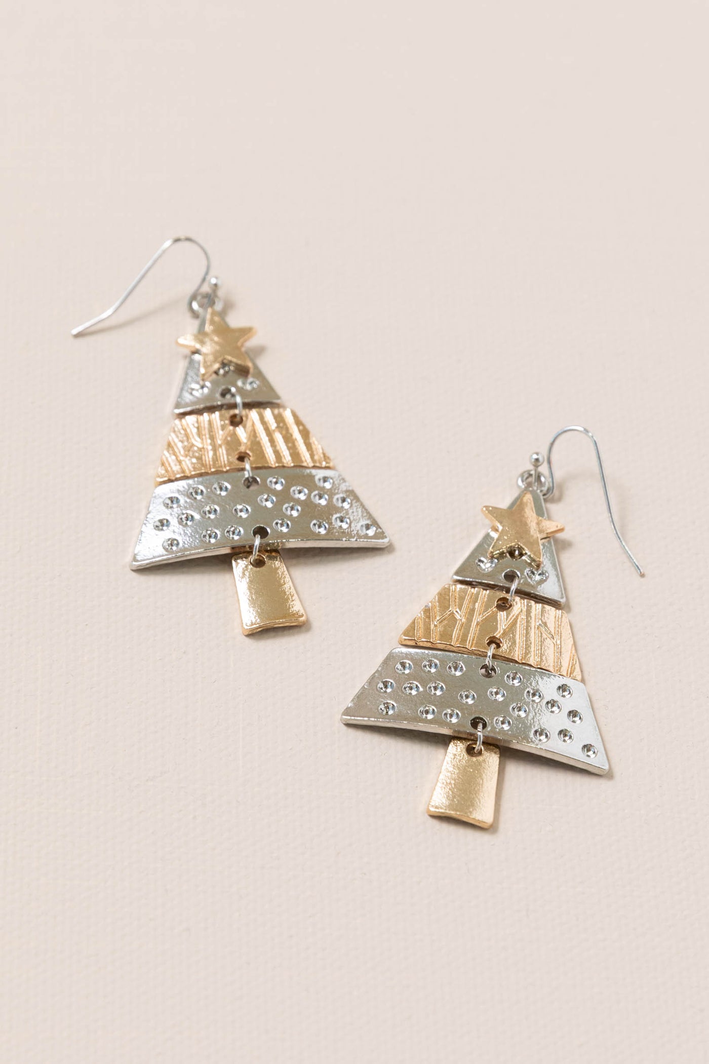 Two Tone Splicing Christmas Tree Earrings