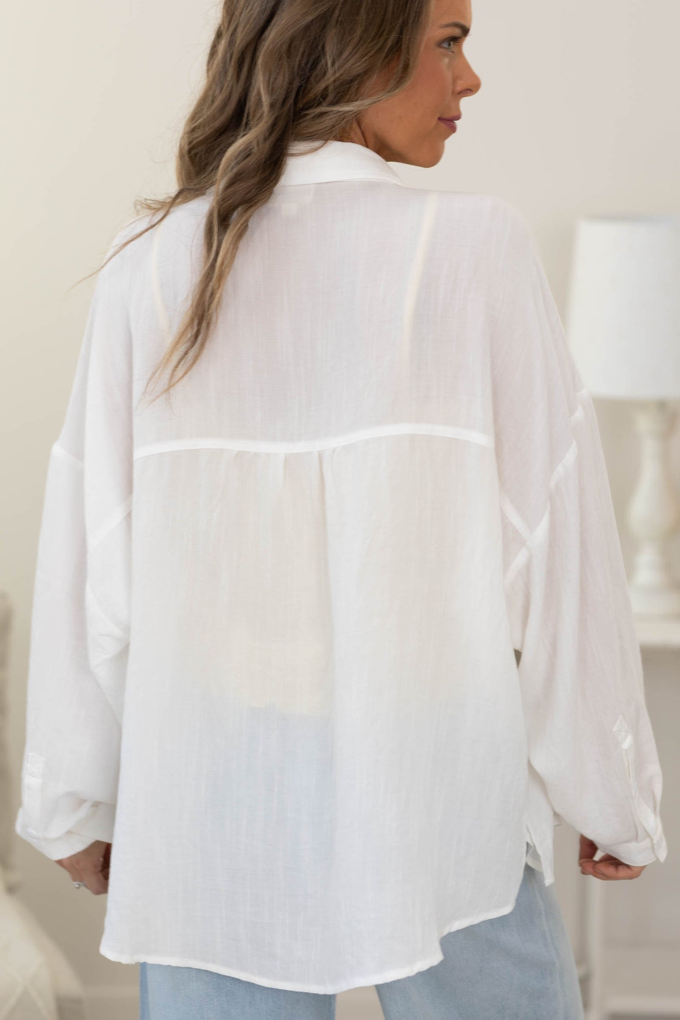 Cotierra Soft Linen Feel Button Up Top