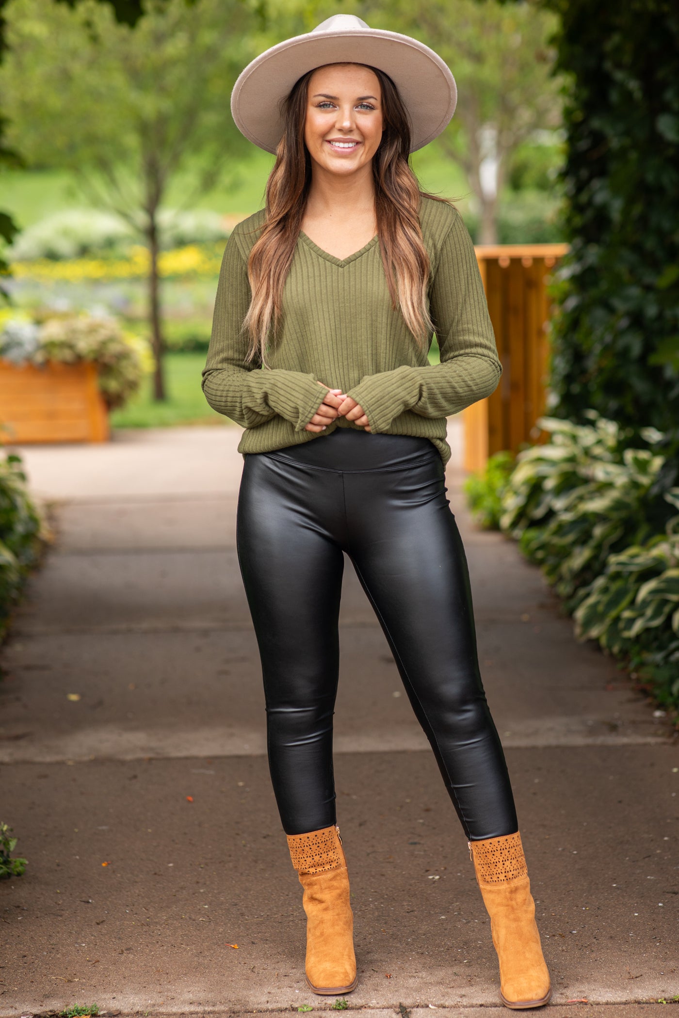 Black Faux Leather High Rise Leggings · Filly Flair