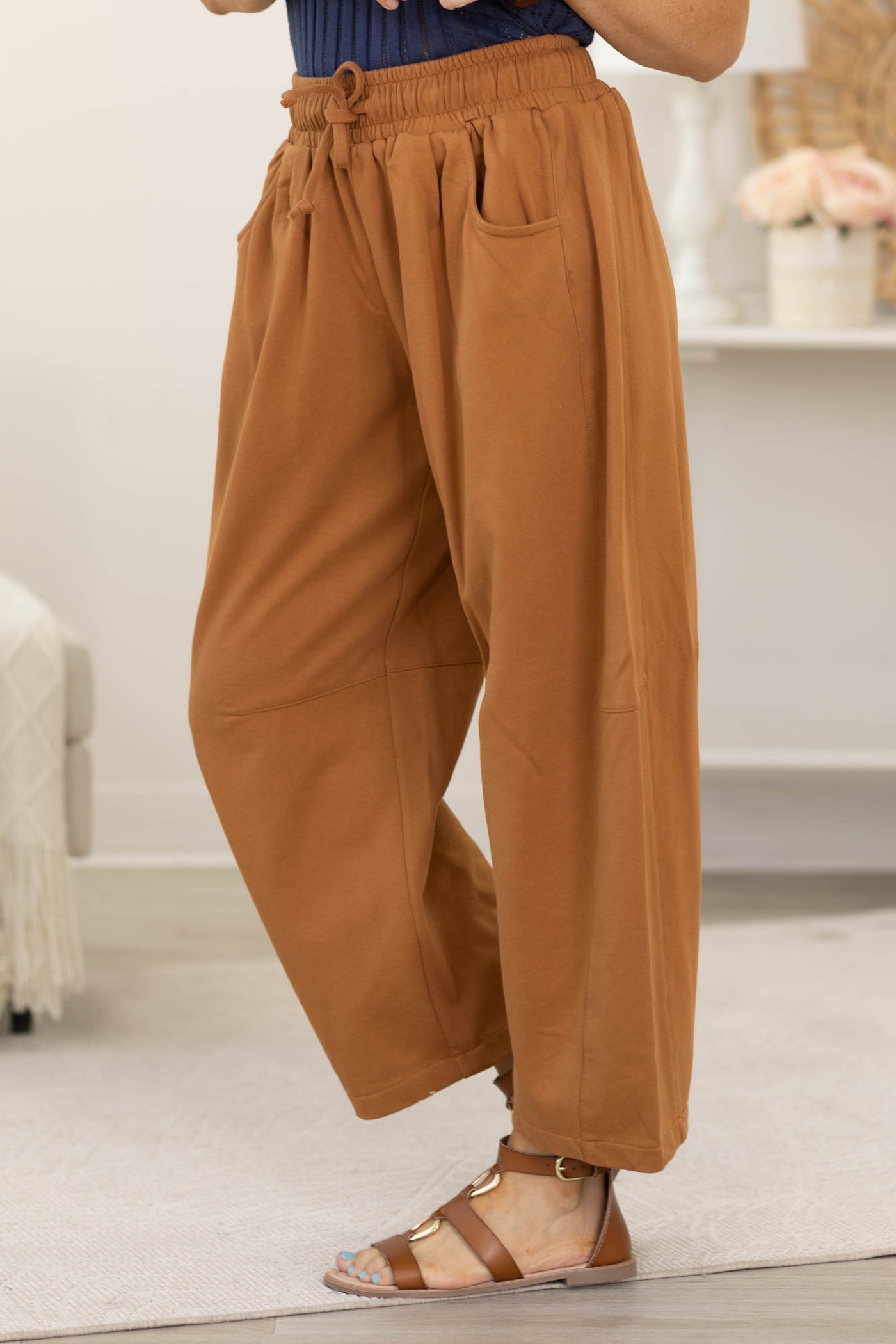 Terra Cotta Pant with Elastic Waist