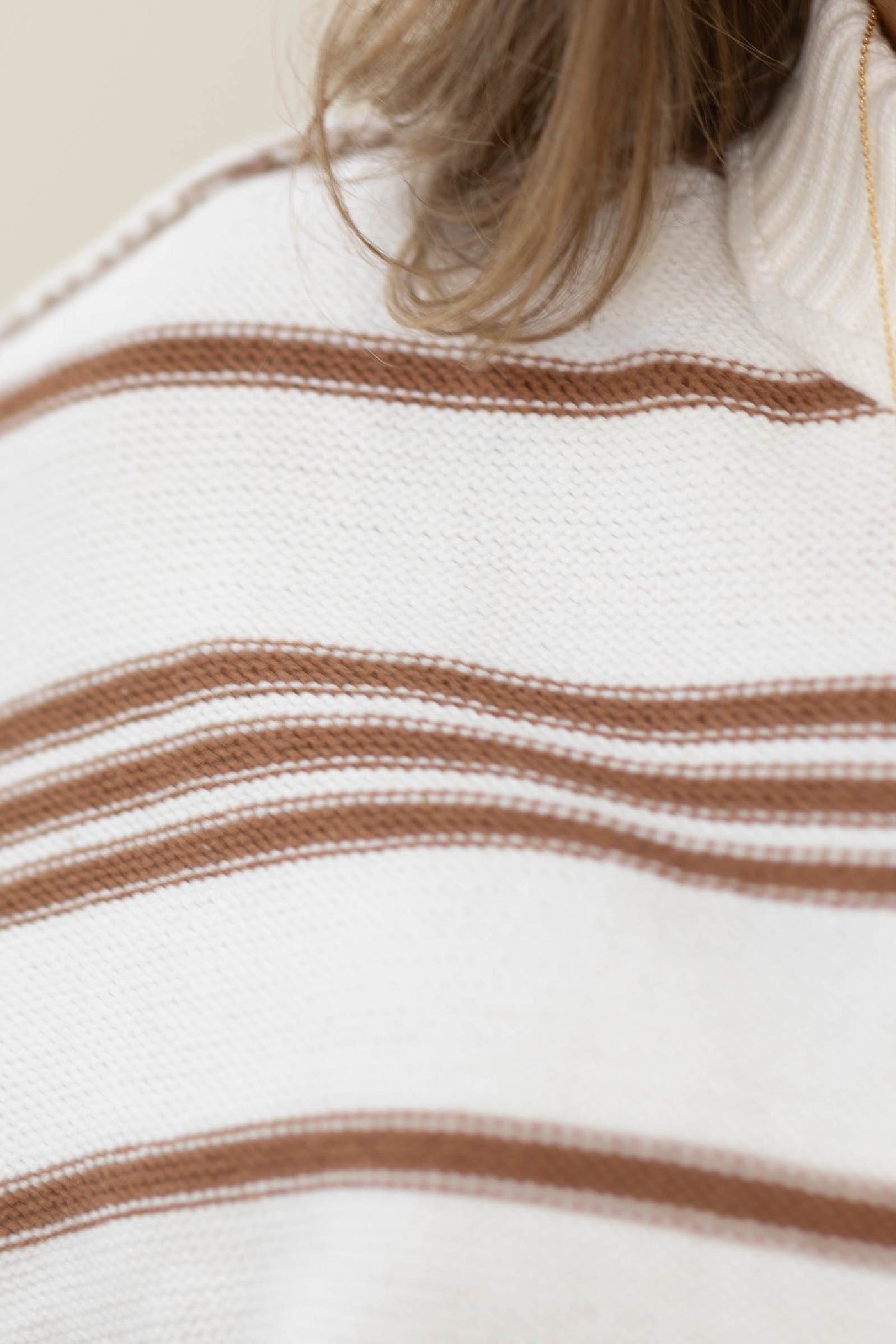 Pullover Striped Sweater with Ribbed Trim Detail