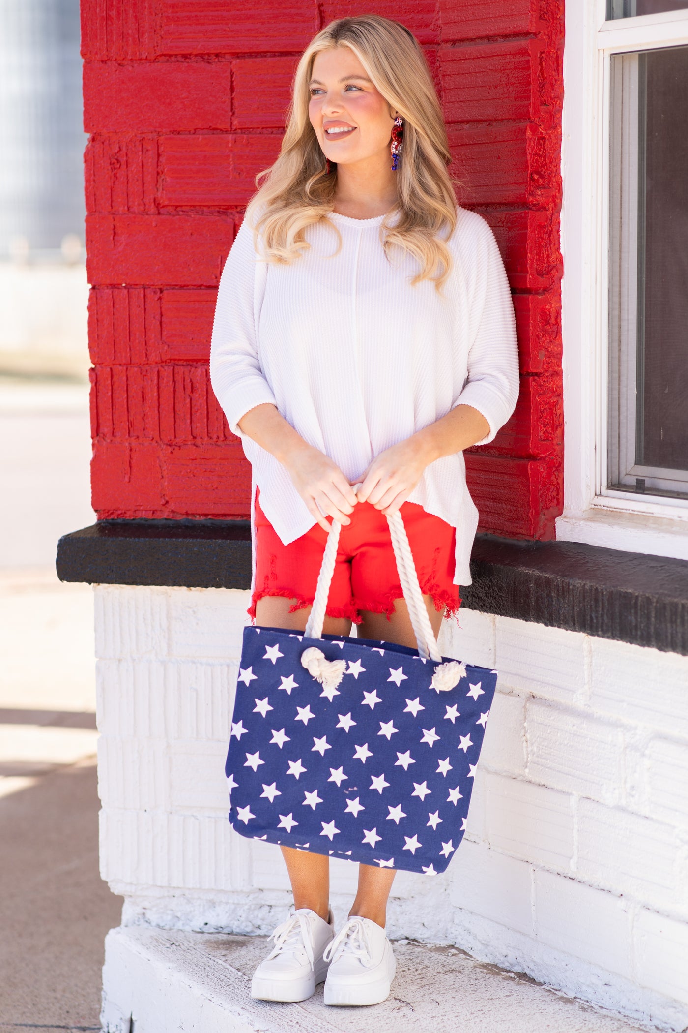 Off White Ribbed Dolman Sleeve V-Neck Top