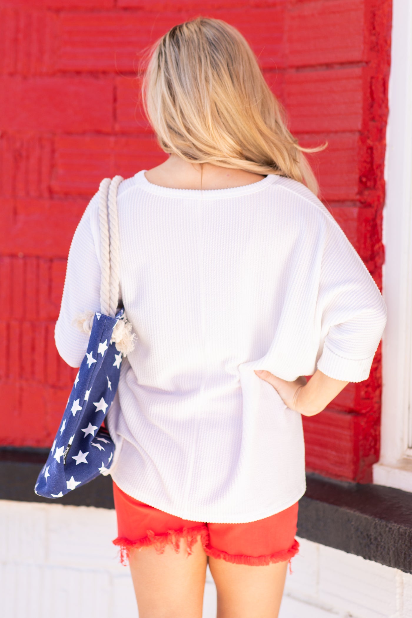 Off White Ribbed Dolman Sleeve V-Neck Top