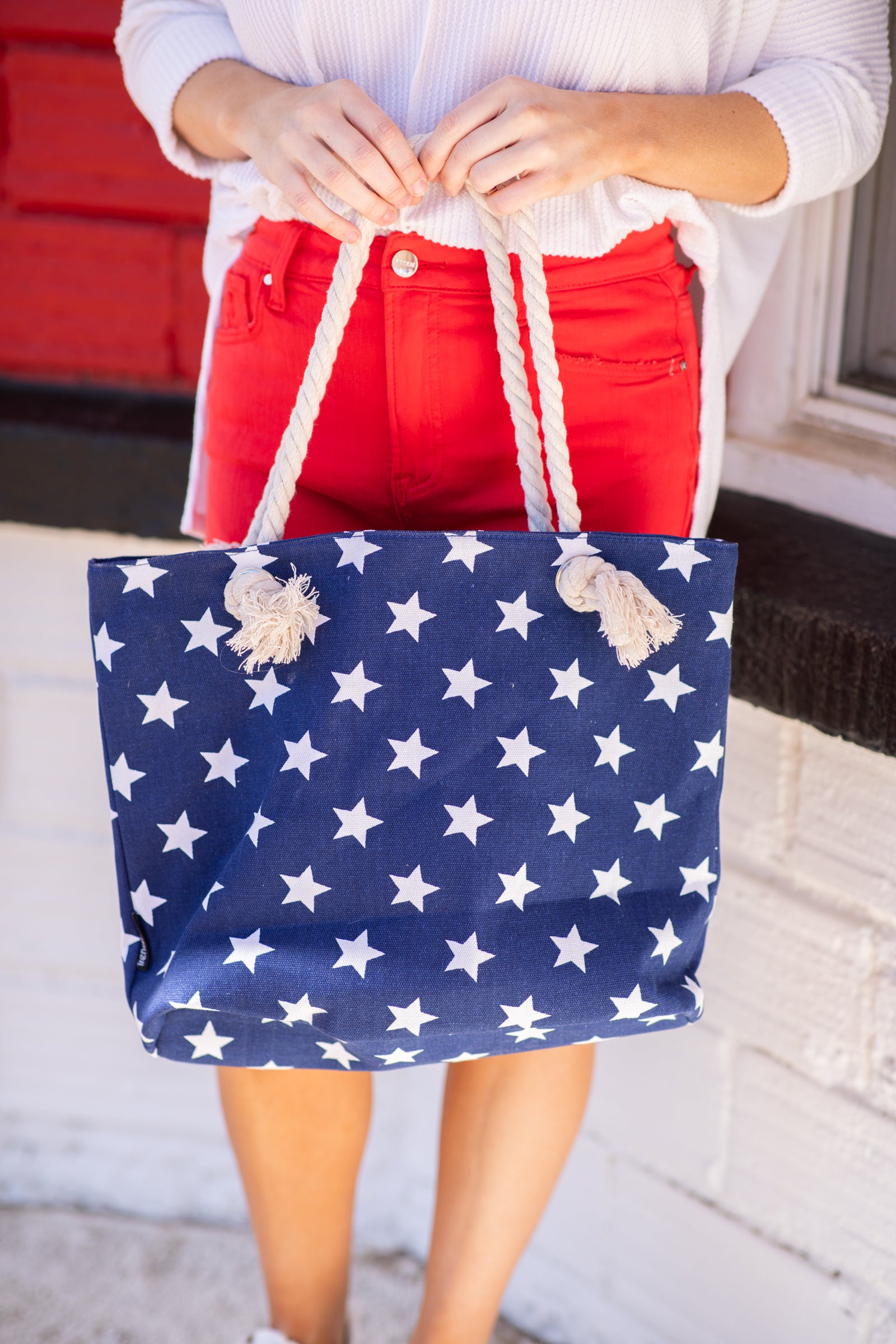 Navy and White Stars Tote Bag