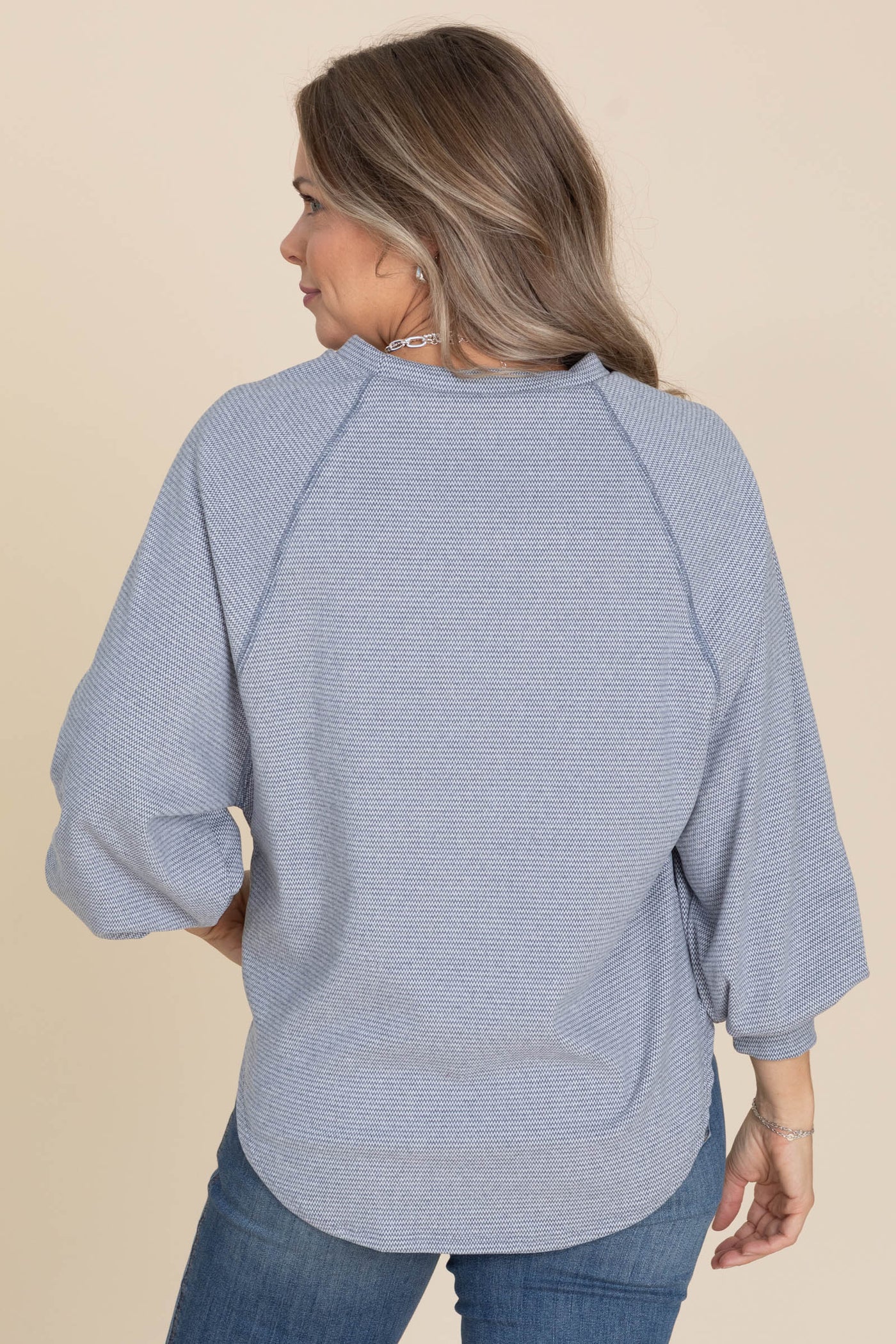 Soft Knit Mini Wave Long Sleeve Tops