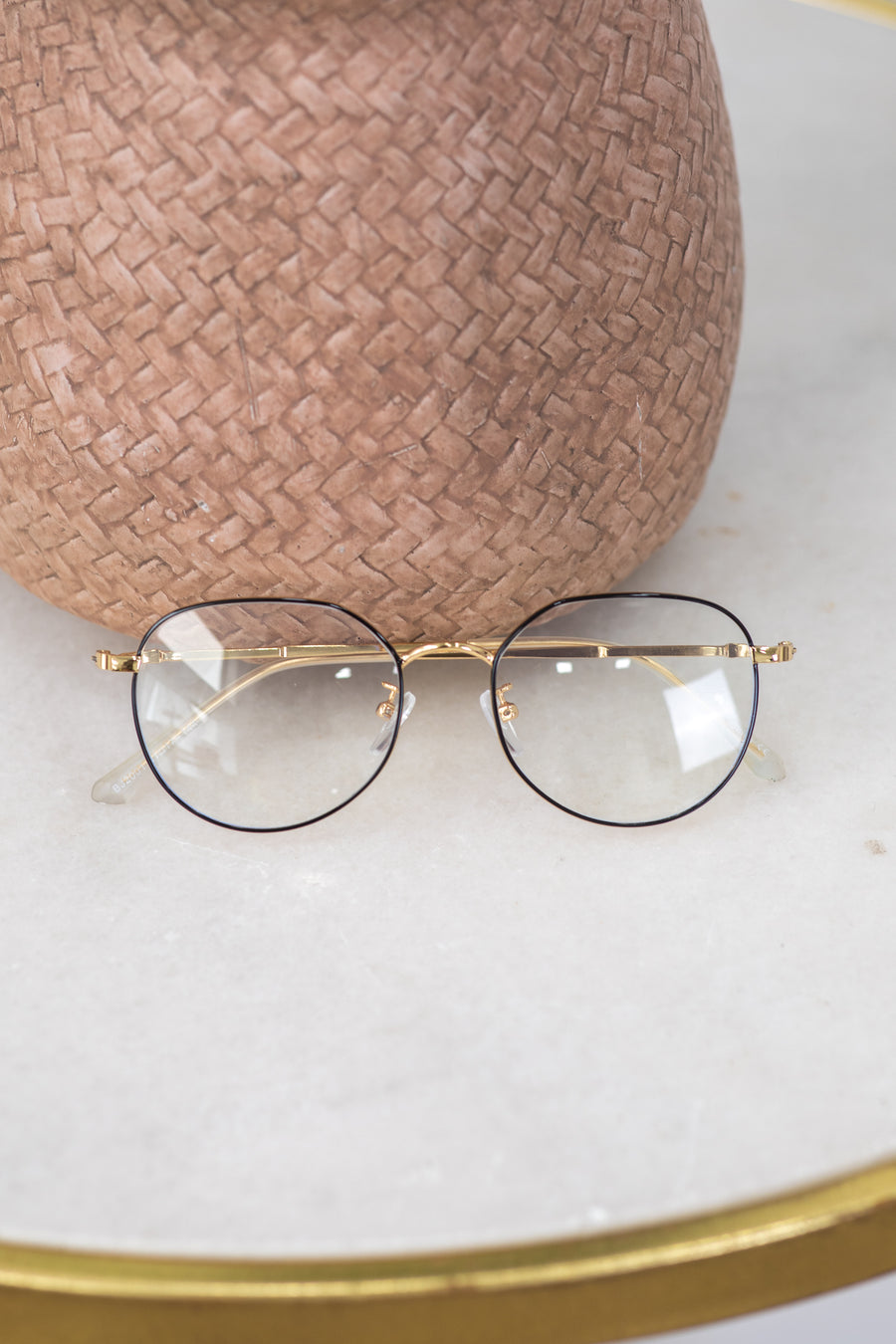 Gold Blue Light Round Frame Glasses