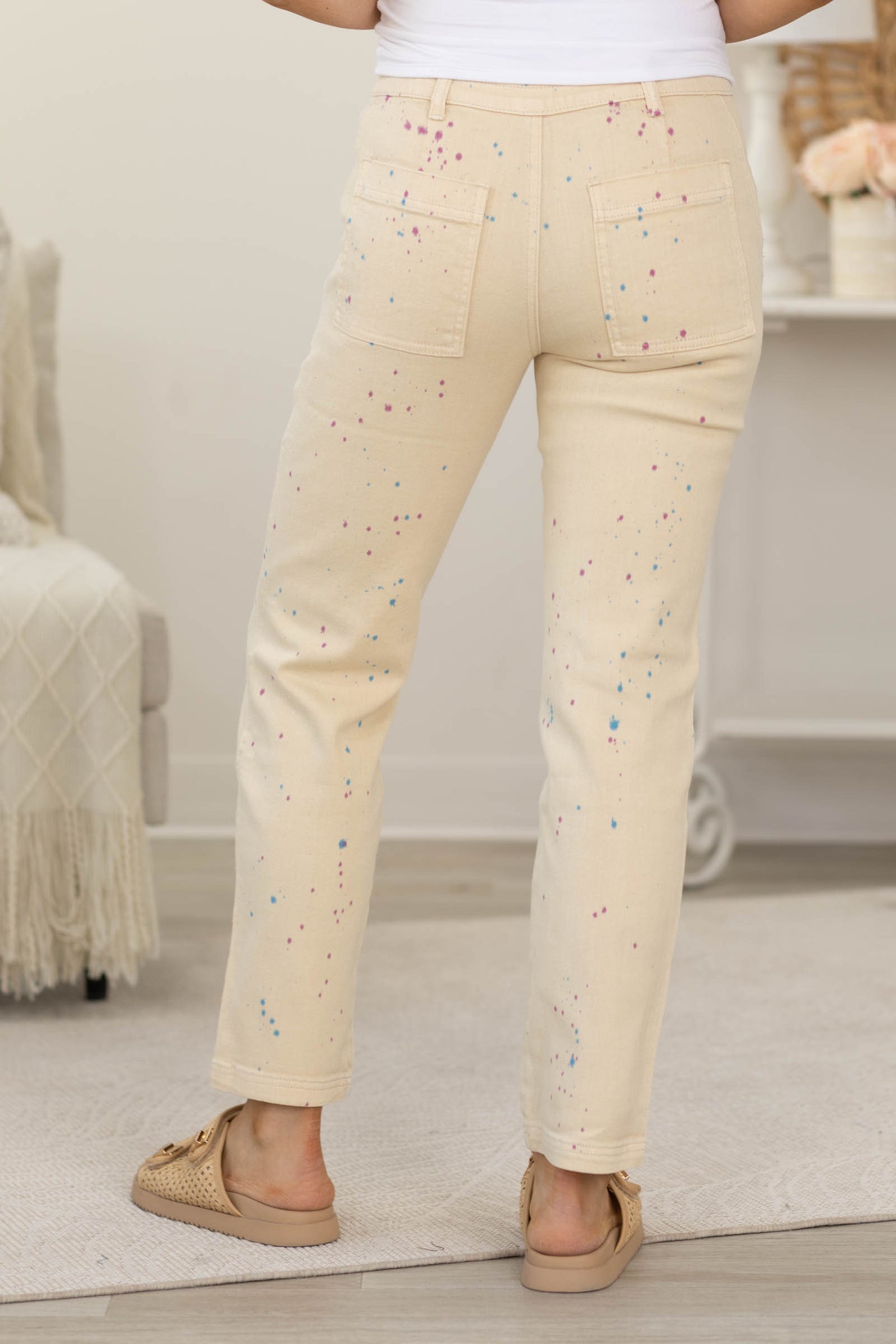 Khaki Splatter Painted Twill Pants
