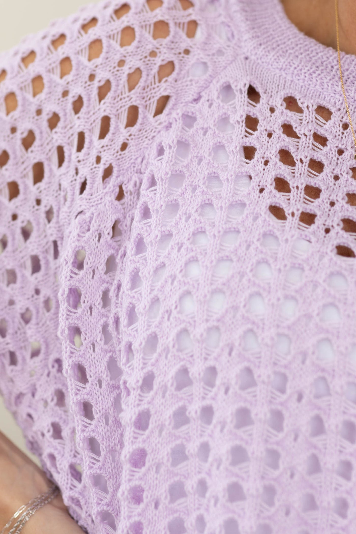 Lavender Fishnet Knitted Sweater Top