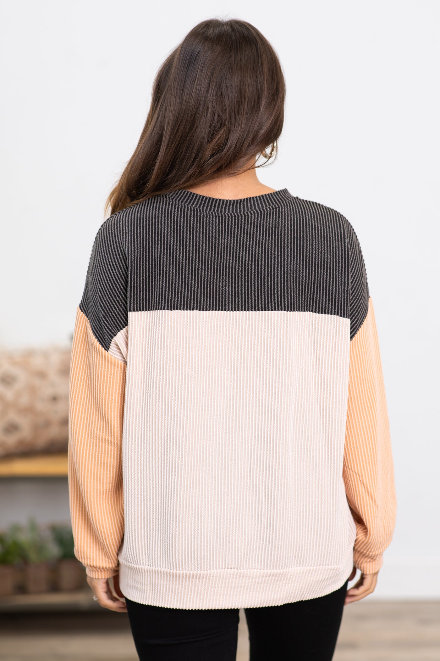 Charcoal and Tan Colorblock Top · Filly Flair