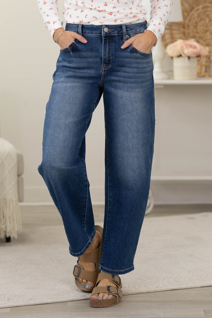 J21 Mid Rise Fit Slouchy Ankle Barrel Jeans