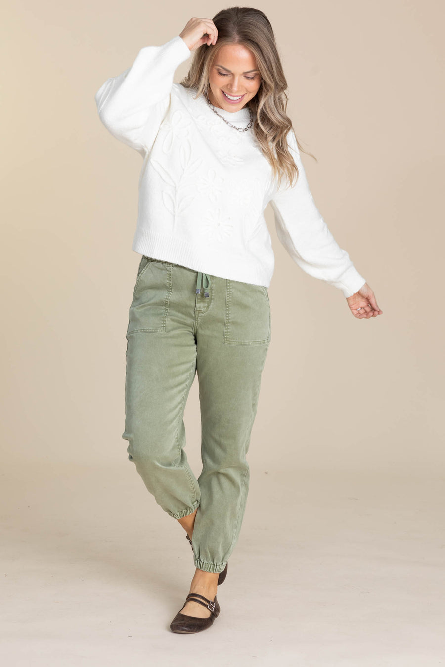 Mica Olive High Rise Crop Jogger