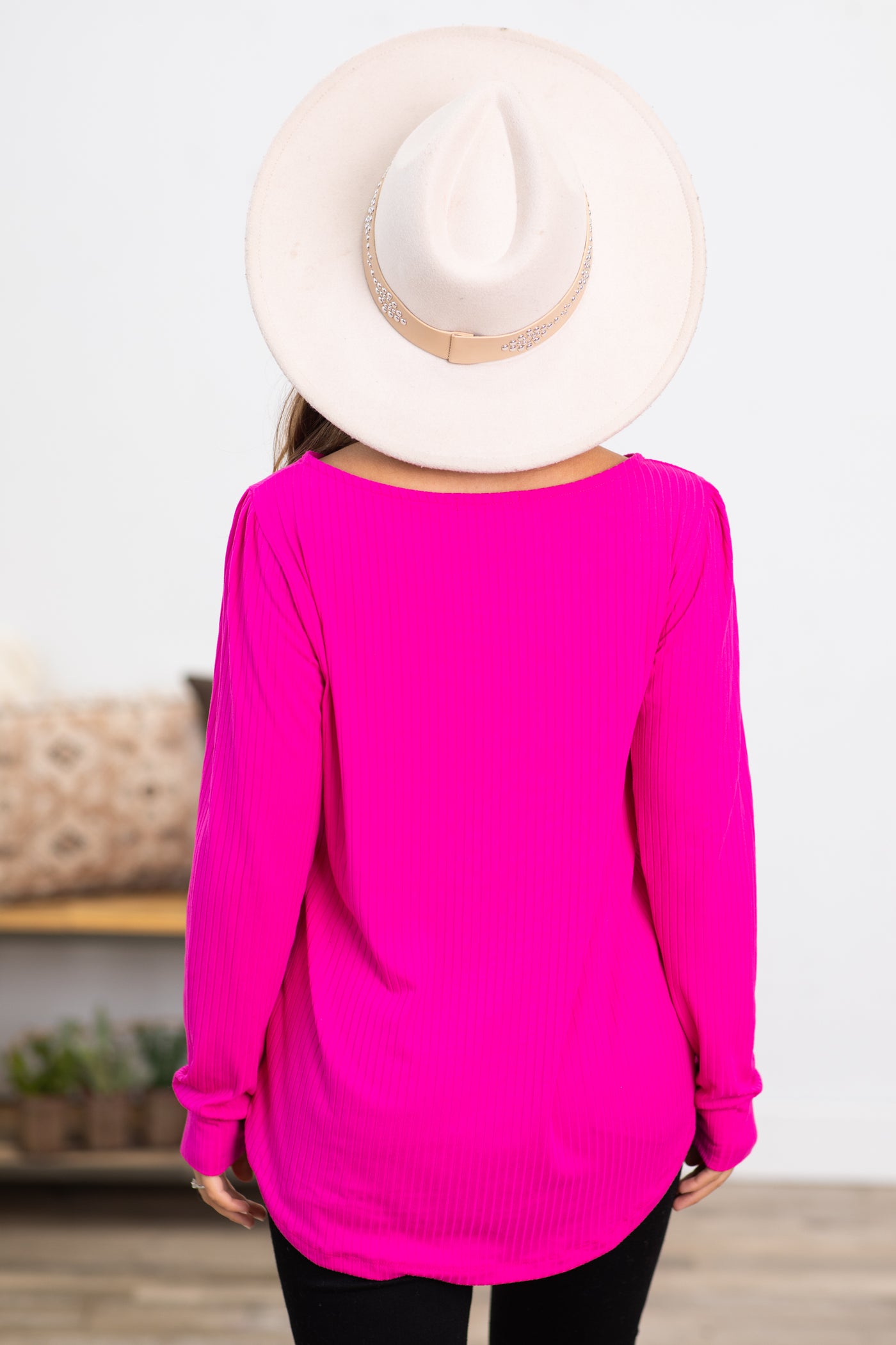 Fuchsia Super Soft Ribbed Long Sleeve Top